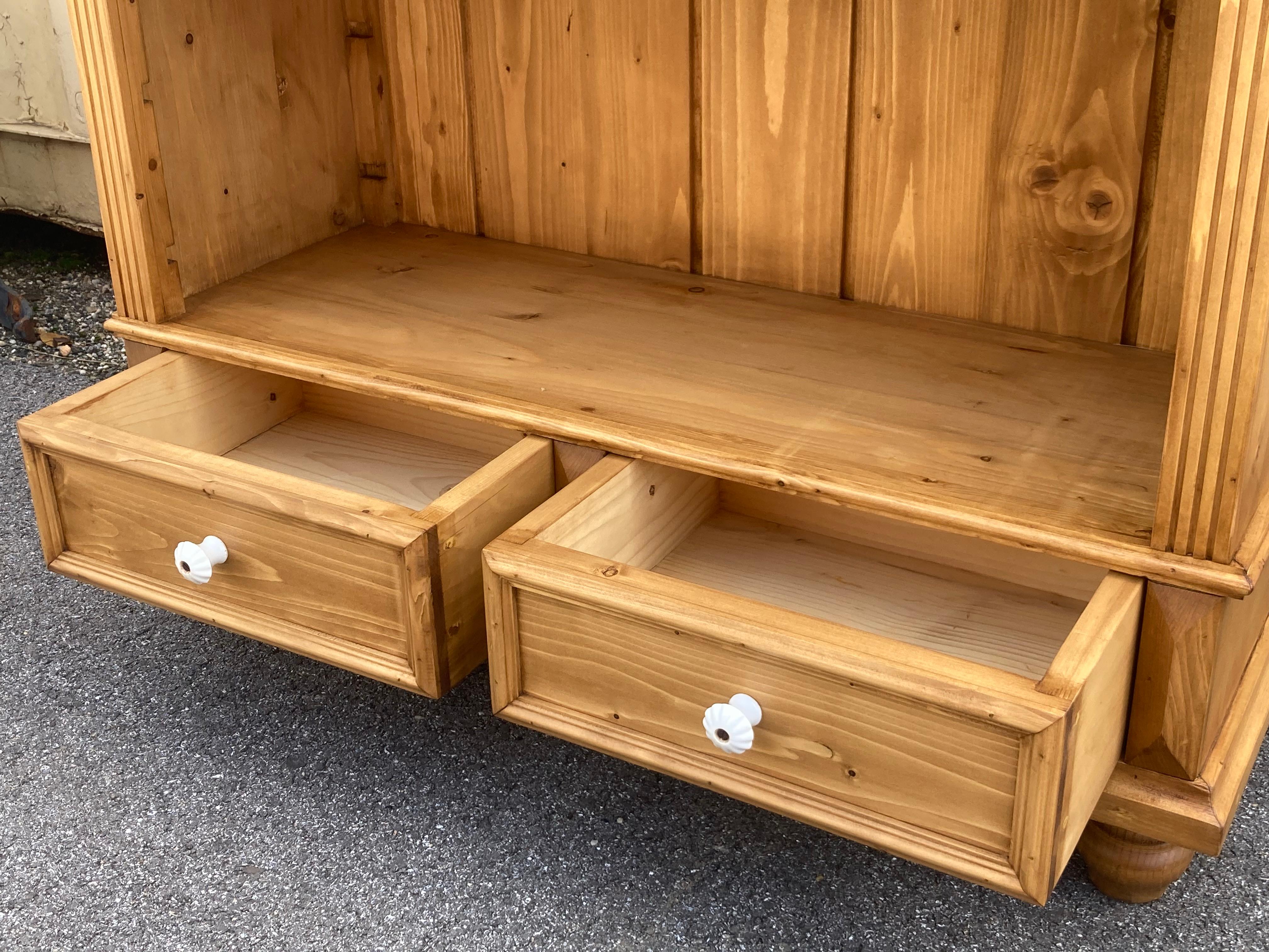 Pine Open Bookshelves from Vintage Armoire For Sale 3