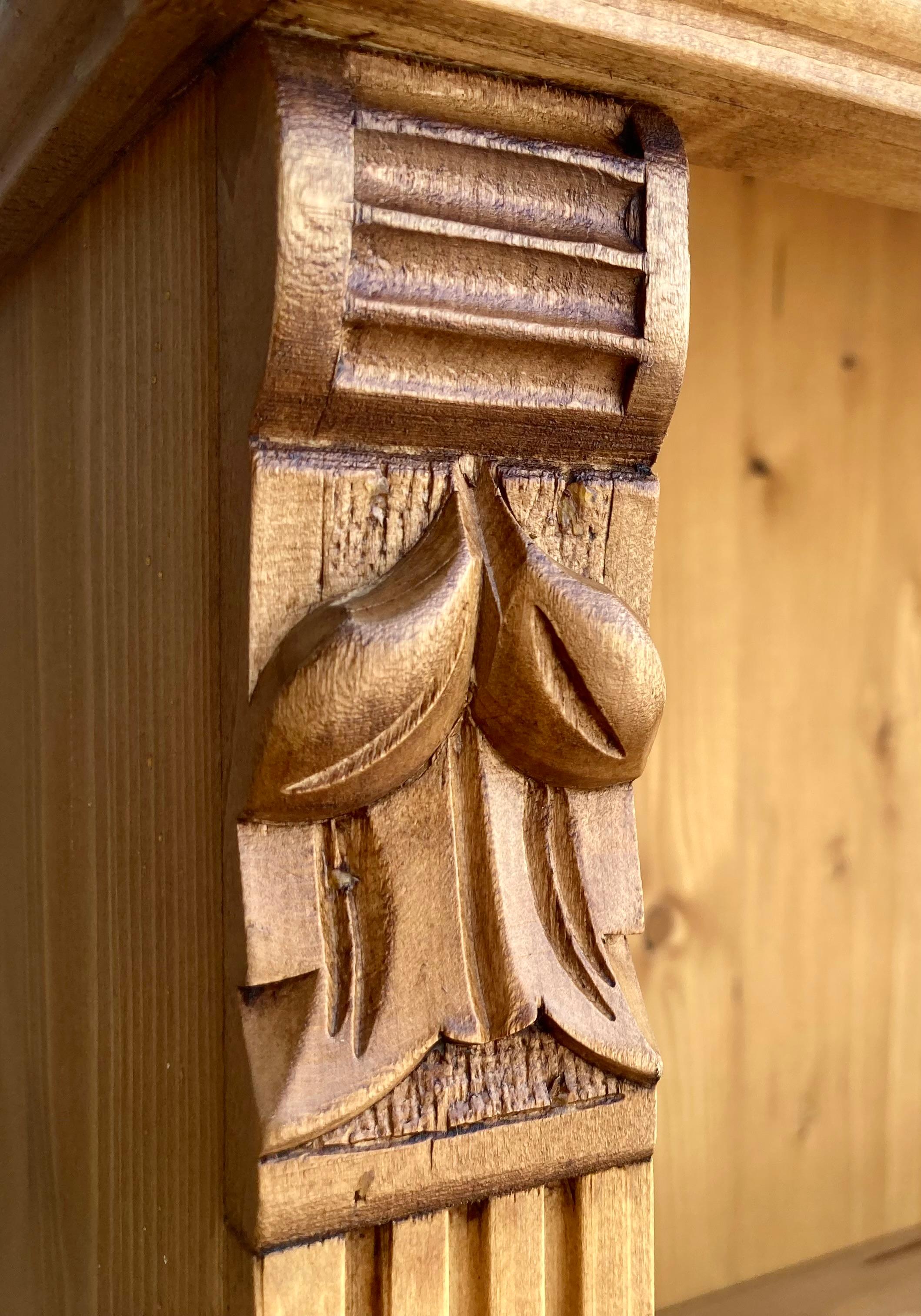 Pine Open Bookshelves from Vintage Armoire For Sale 5