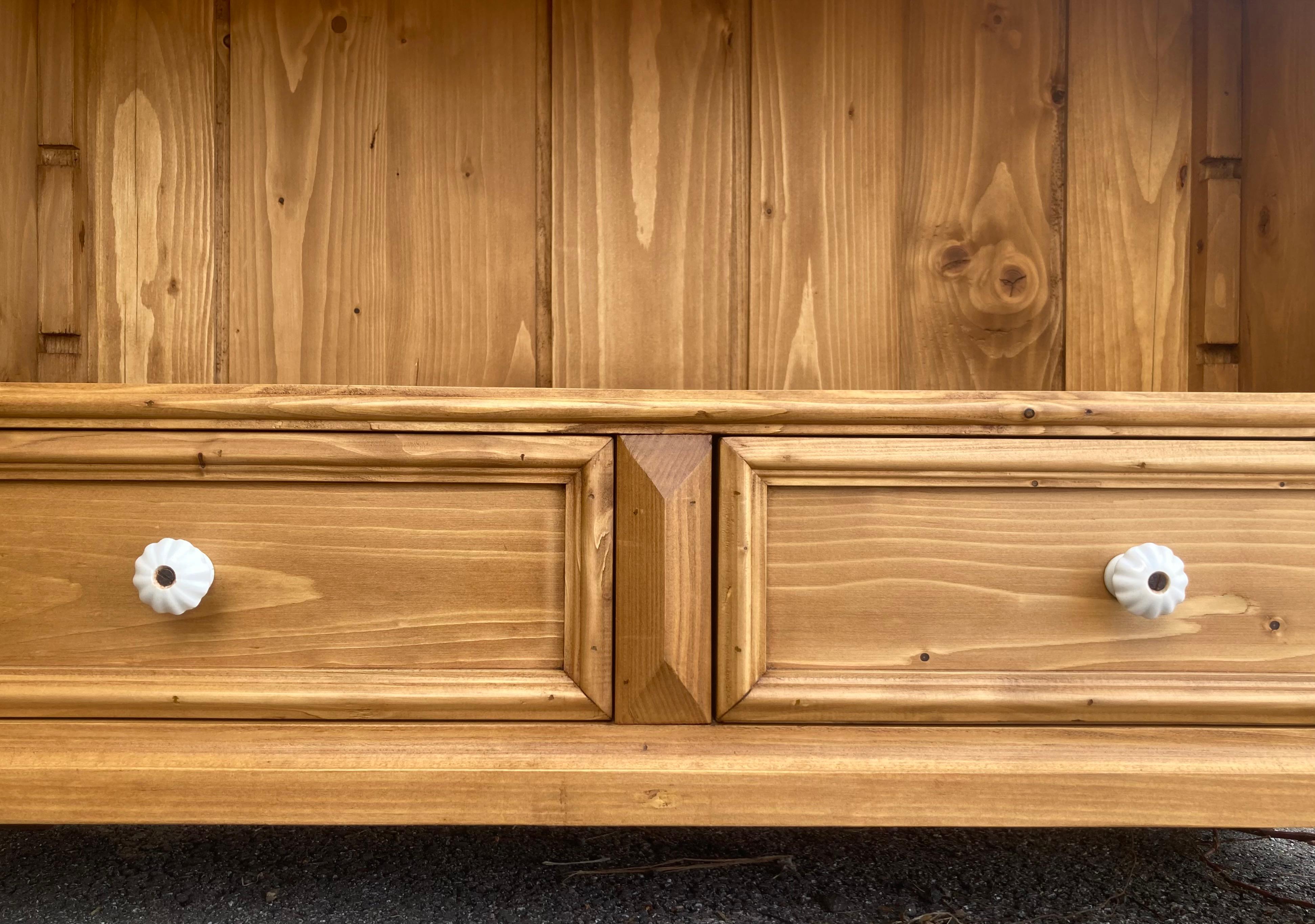 Pine Open Bookshelves from Vintage Armoire For Sale 7