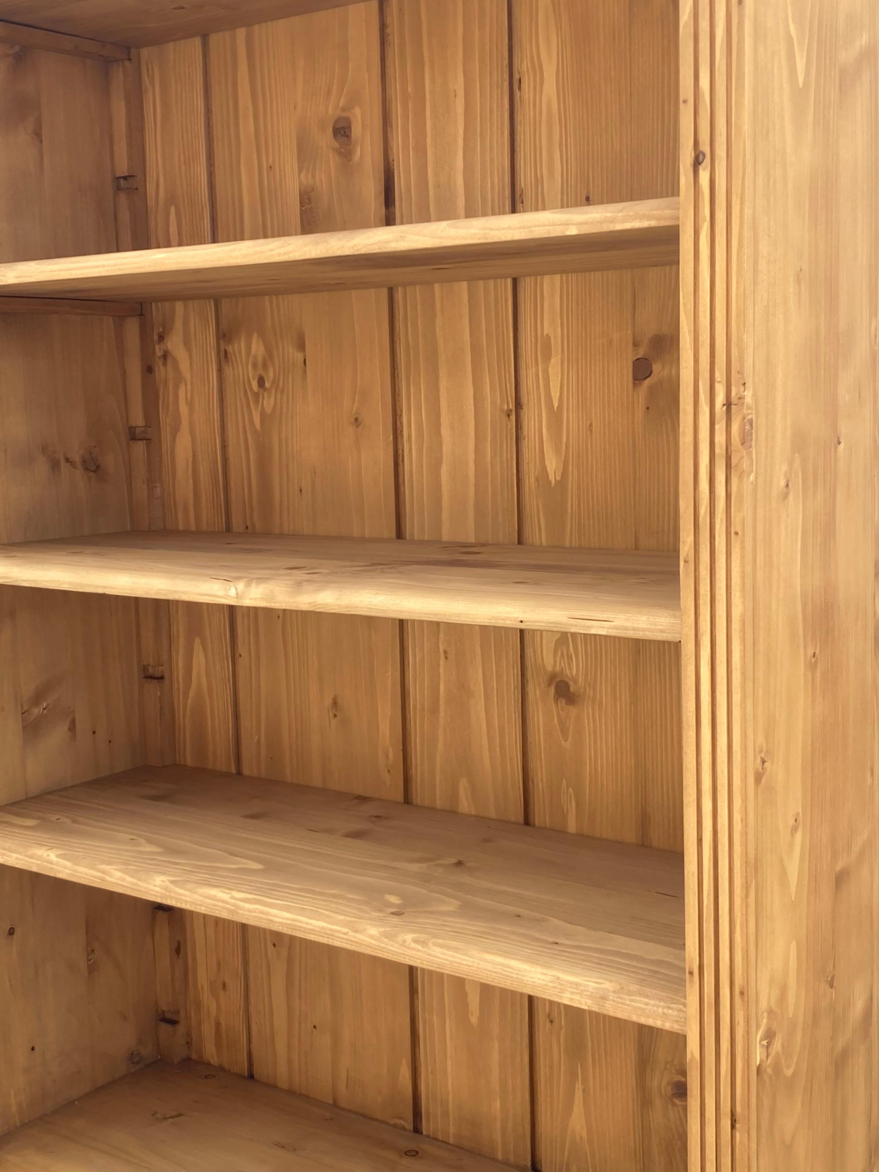 Polished Pine Open Bookshelves from Vintage Armoire For Sale