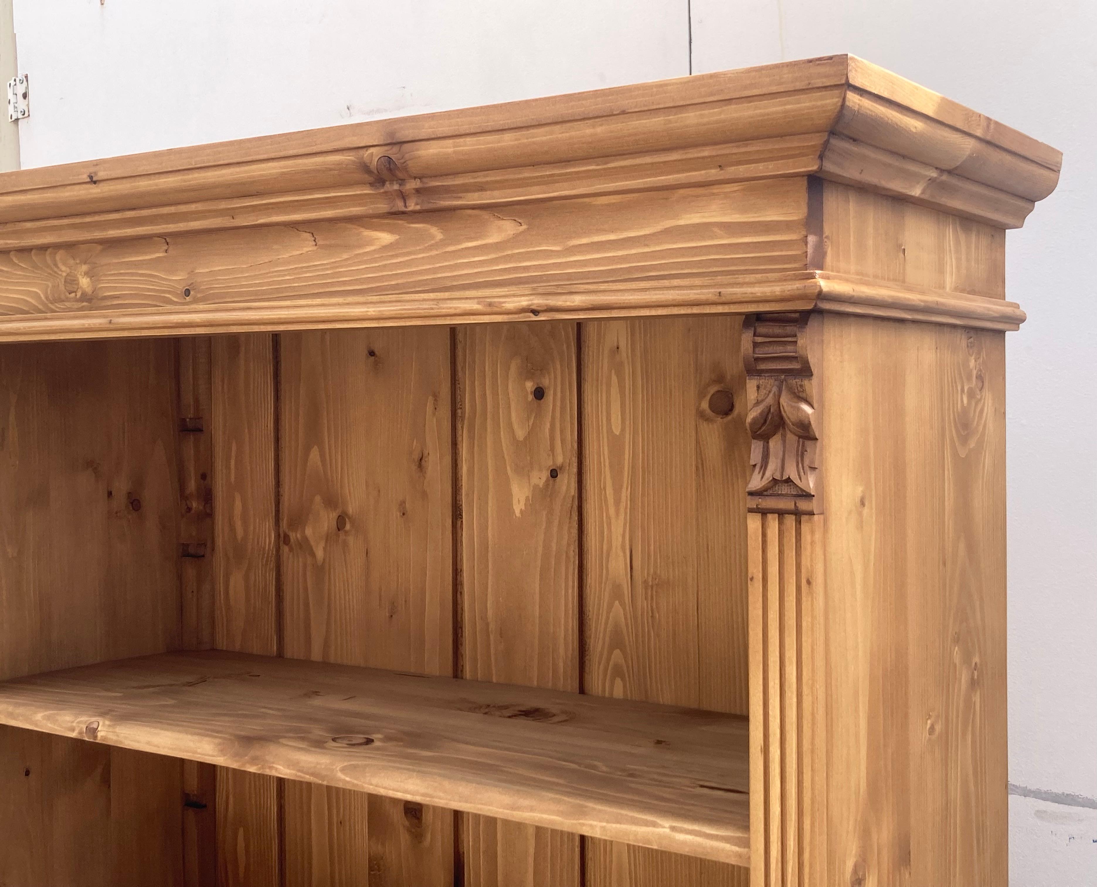 Pine Open Bookshelves from Vintage Armoire In Good Condition For Sale In Baltimore, MD