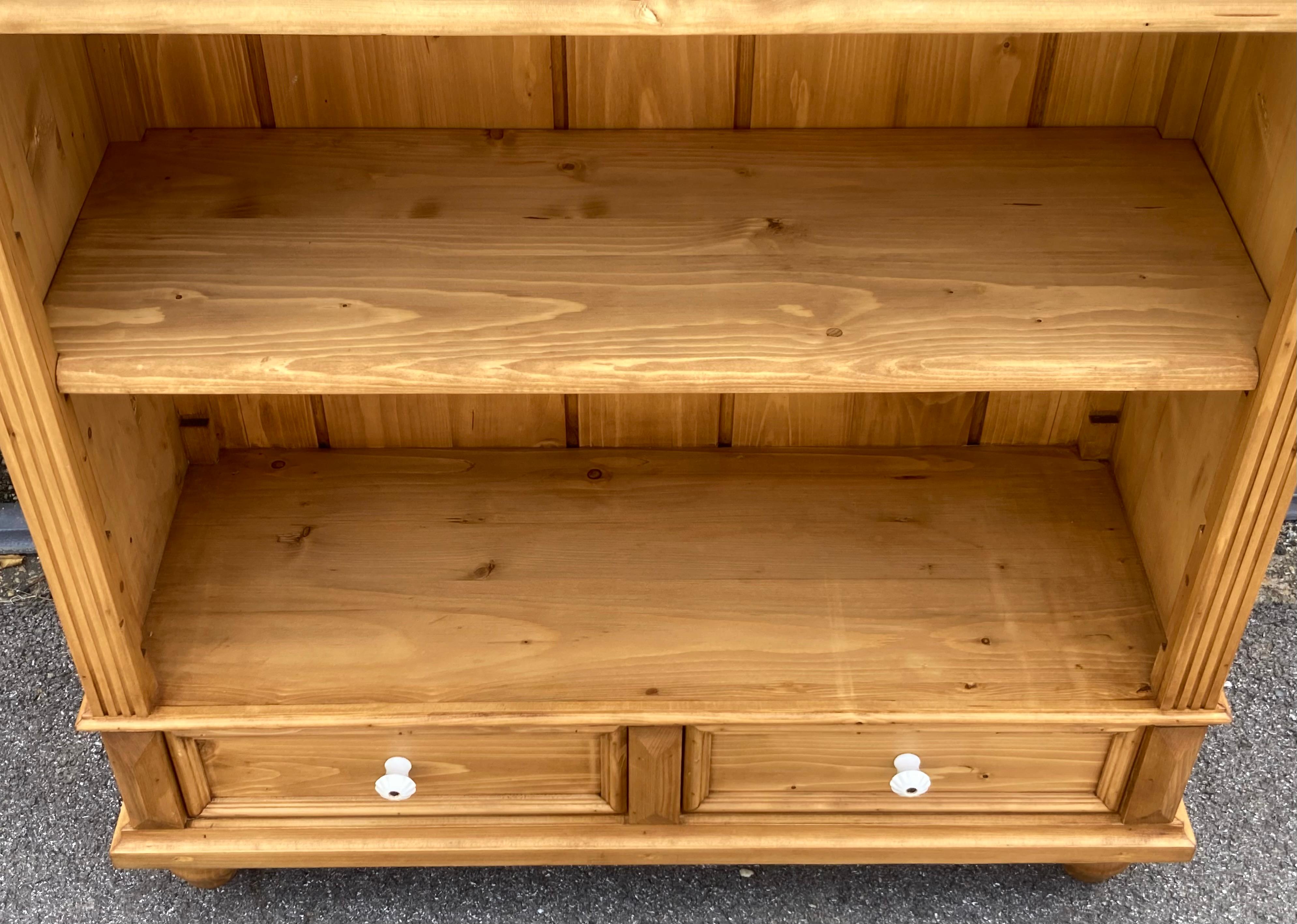 Pine Open Bookshelves from Vintage Armoire For Sale 1