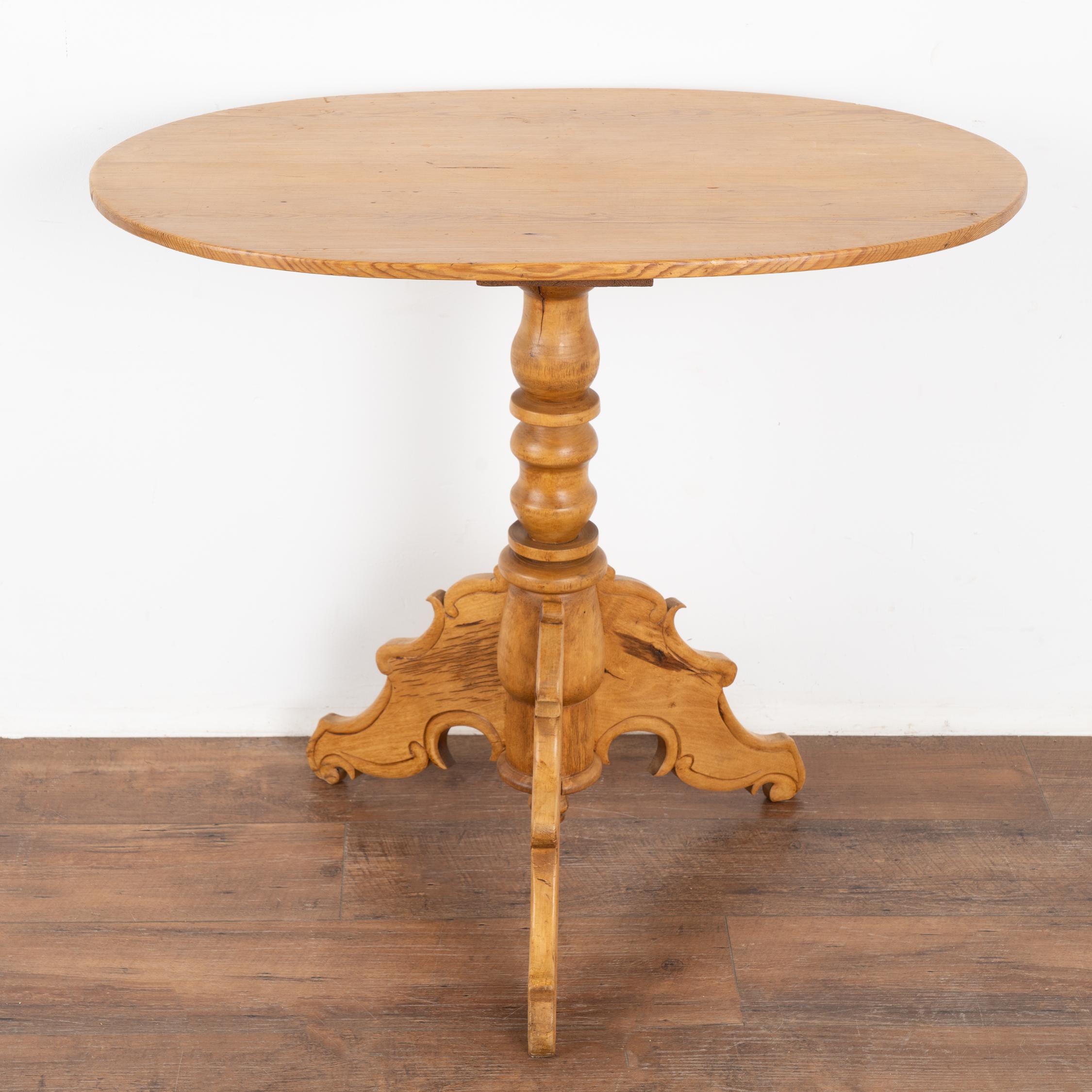 Victorian Pine Oval Tea or Pedestal Side Table, Sweden circa 1860-80