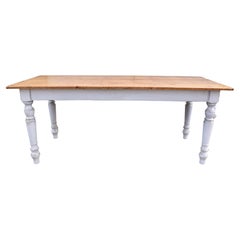Pine Painted Base Farmhouse Table, Reproduction