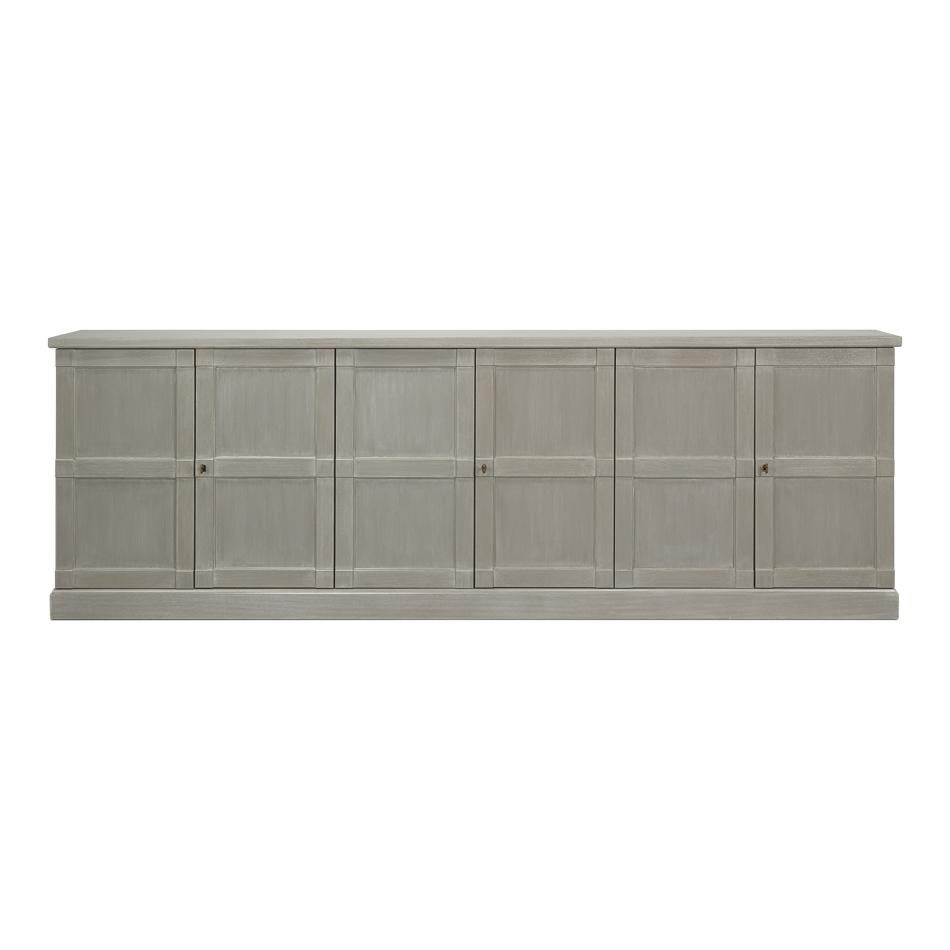 Measuring an impressive 112 inches in length, this cabinet is a marvel in both design and functionality. Its expansive size, coupled with a depth of 15 inches, makes it an ideal solution for a range of storage needs, from dinnerware and linens to