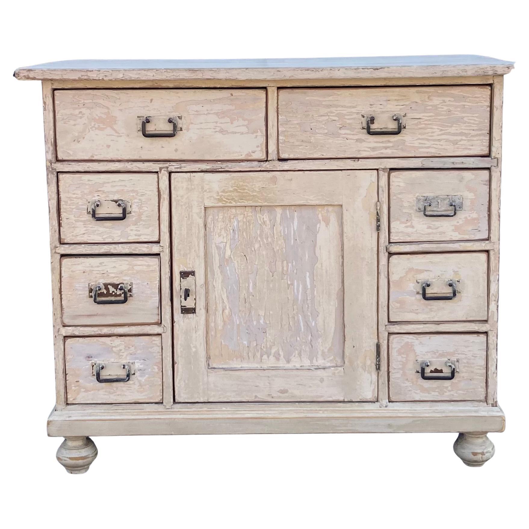 Pine Painted Eight Drawer Dresser Base