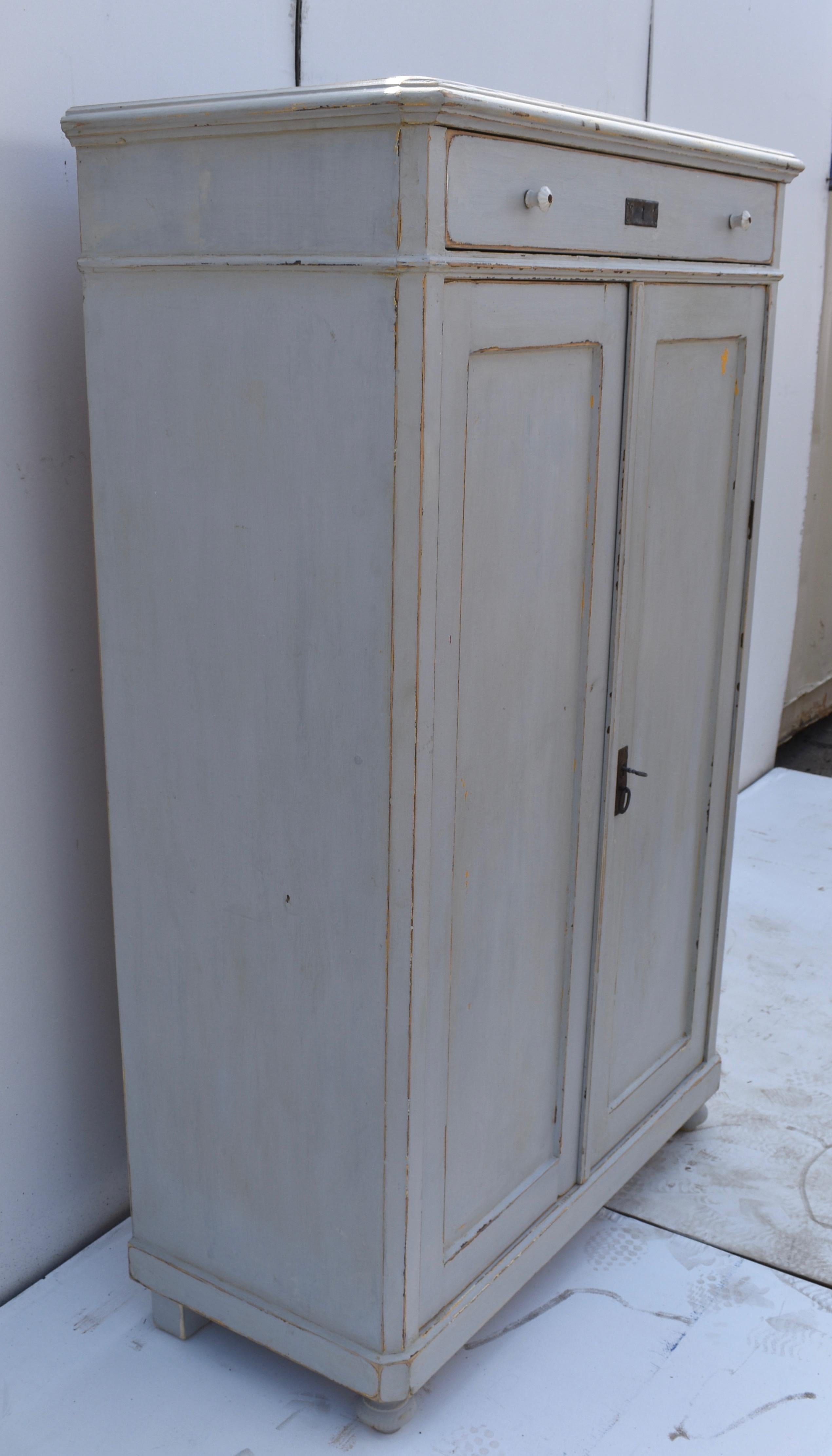 Hungarian Pine Painted Linen Cabinet