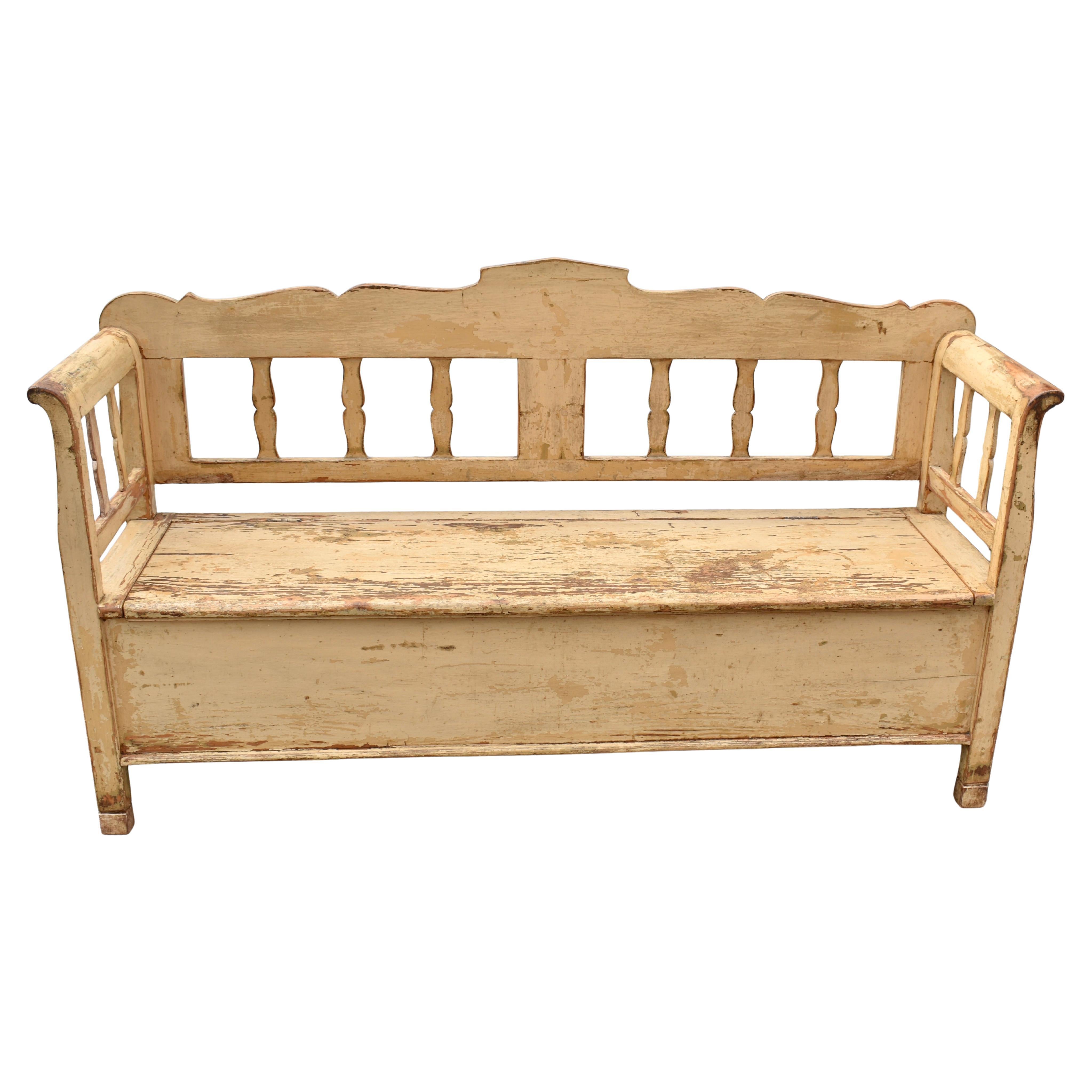 Pine Painted Storage Bench or Settle