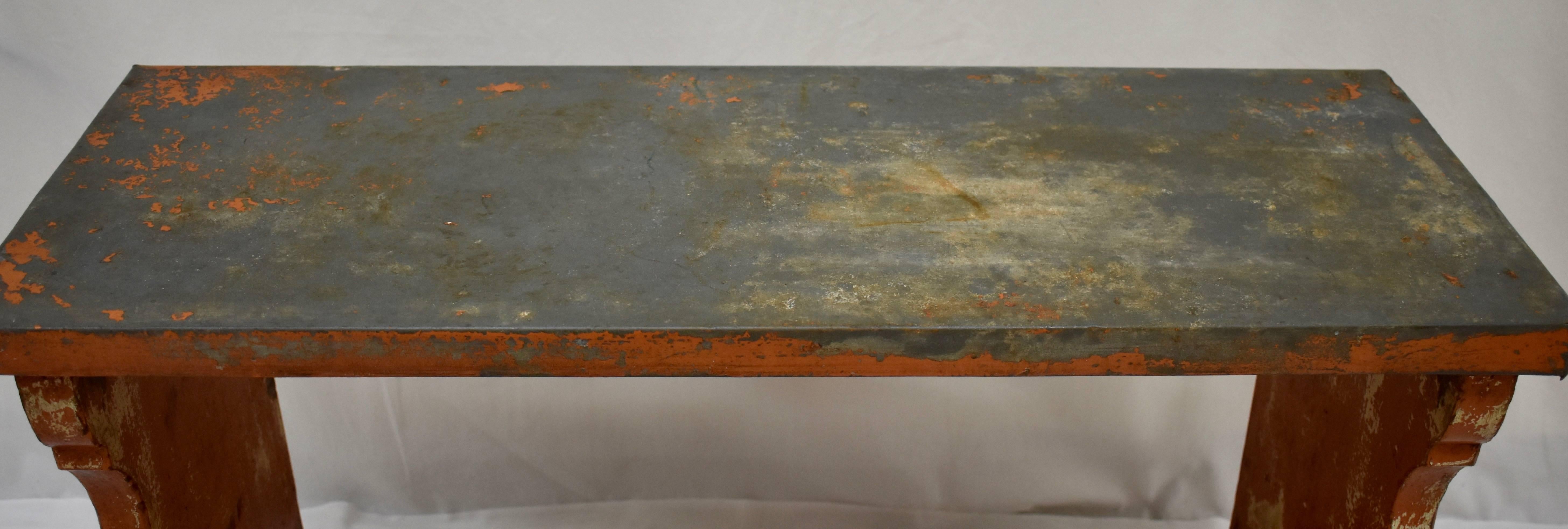 Pine Painted Zinc-Topped Water Bench 4