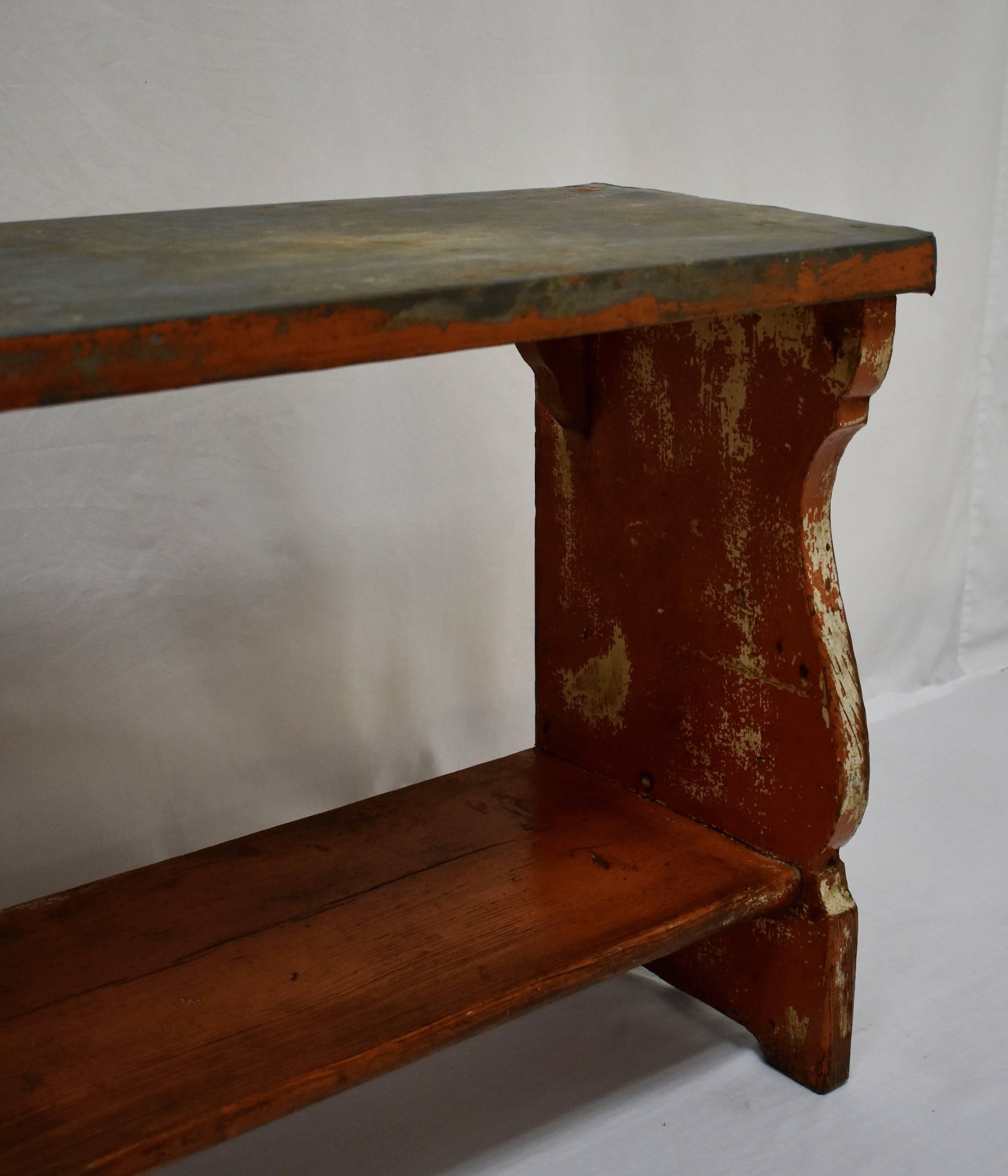 Pine Painted Zinc-Topped Water Bench 6