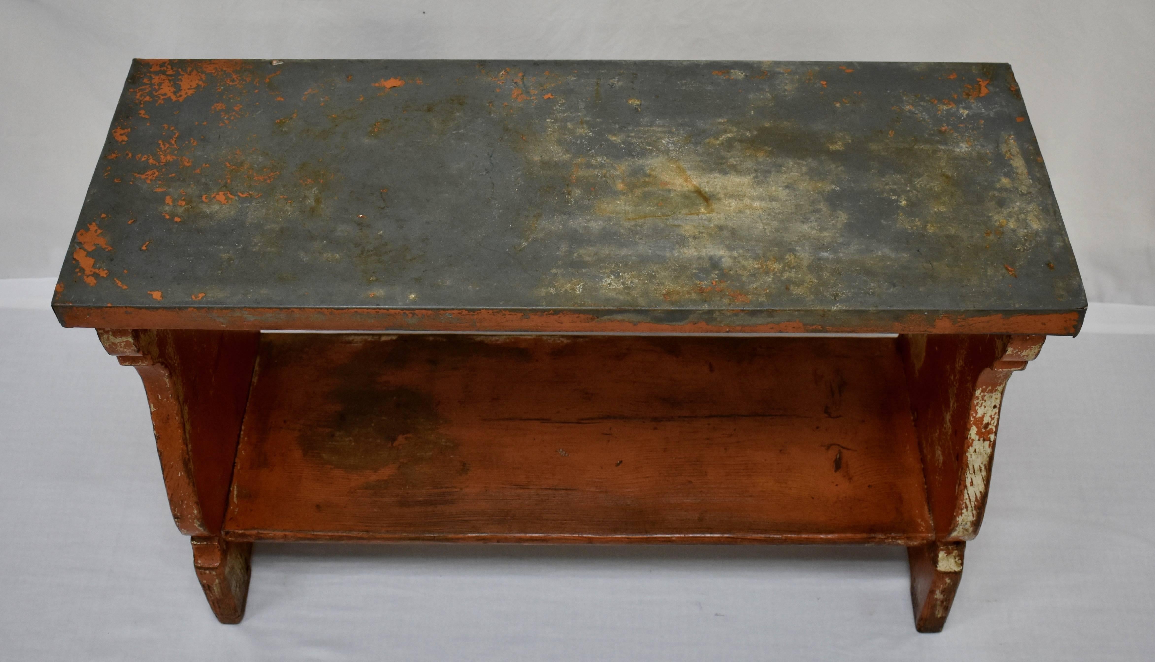 Pine Painted Zinc-Topped Water Bench 7