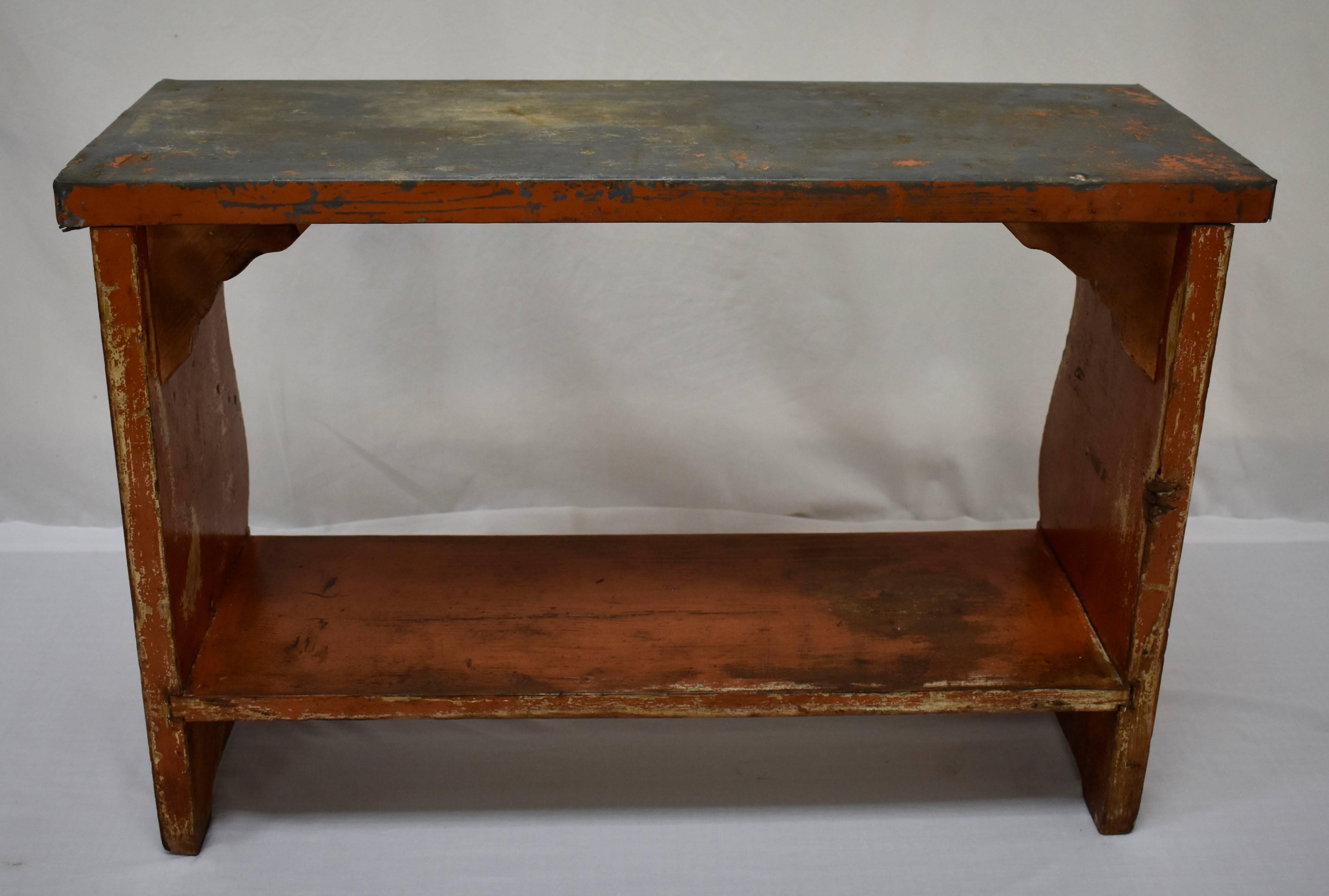 Pine Painted Zinc-Topped Water Bench 8