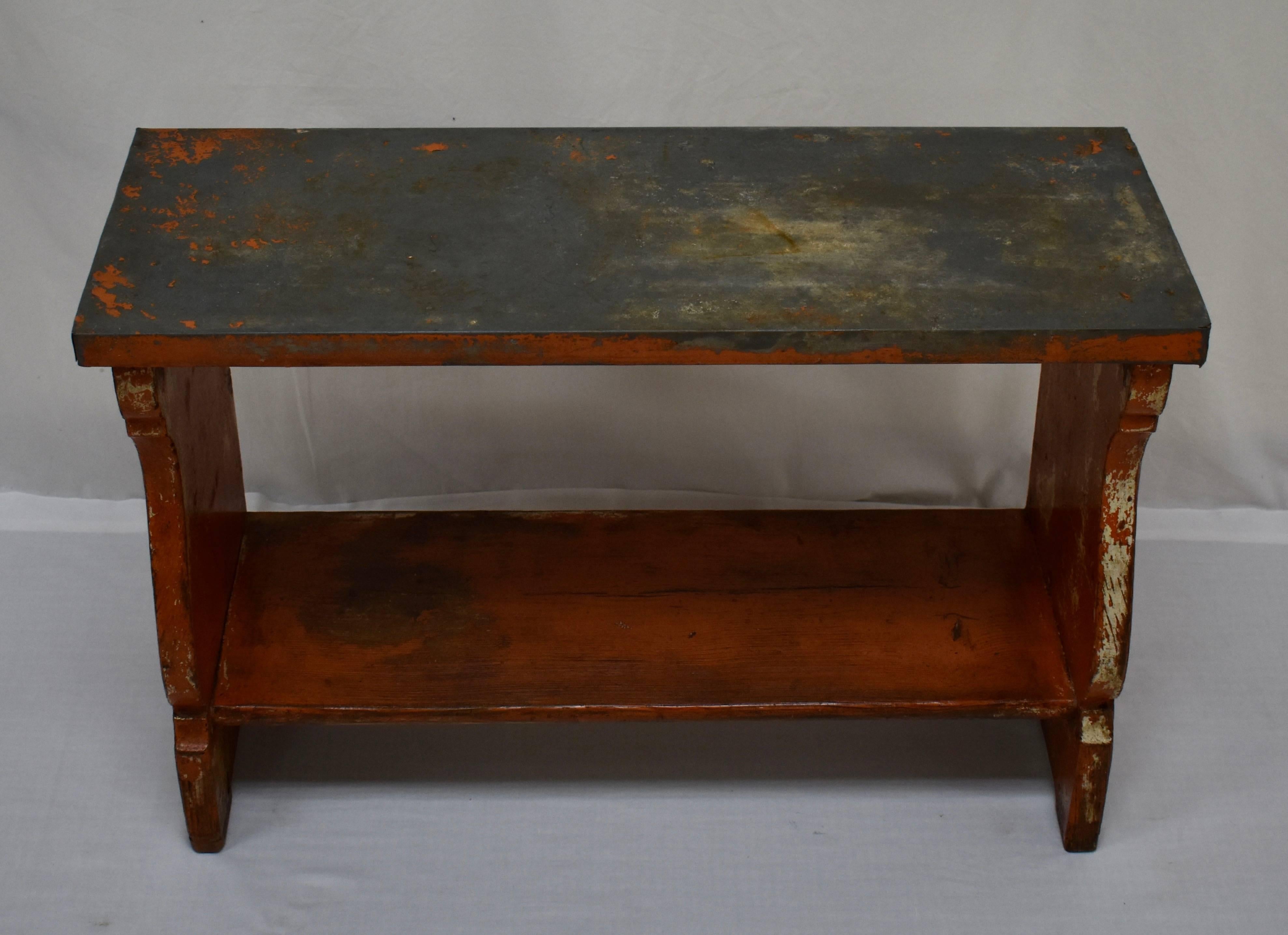 Hungarian Pine Painted Zinc-Topped Water Bench