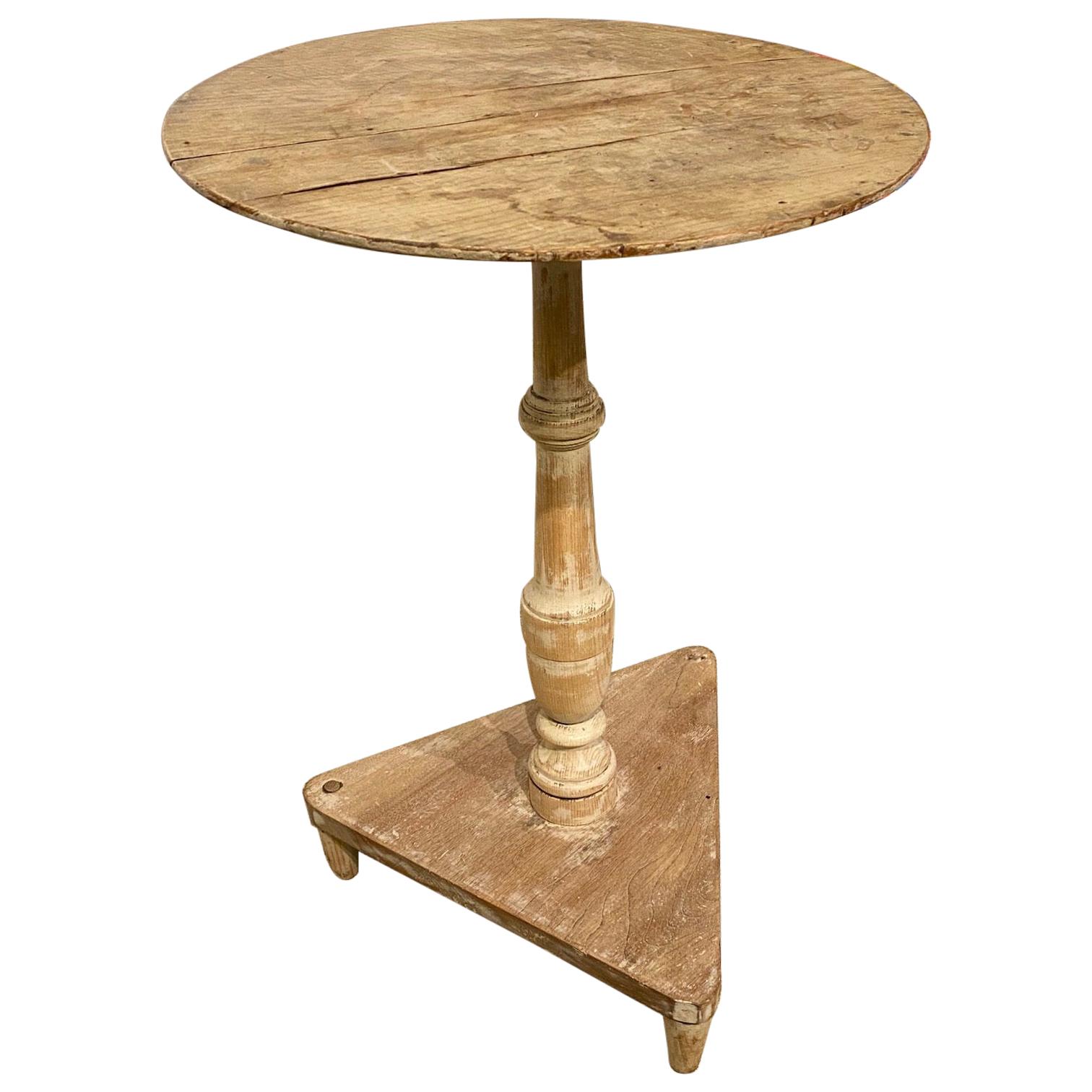 Pine Pedestal Candle Table For Sale