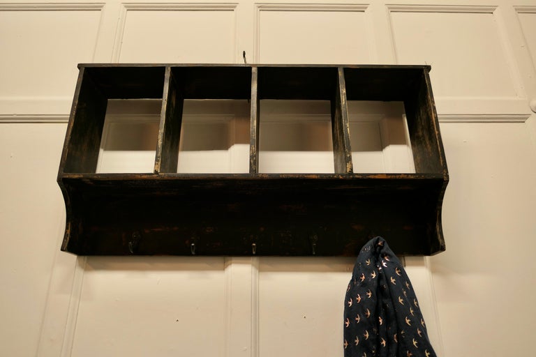 Pine Pigeon Holes Rack and Coat Hooks For Sale at 1stDibs