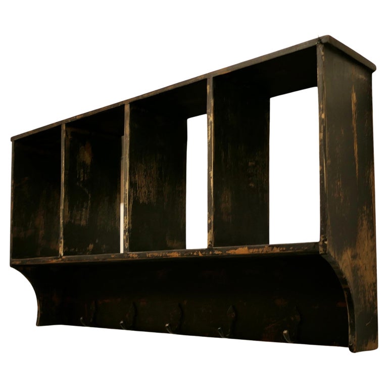 Pine Pigeon Holes Rack and Coat Hooks For Sale at 1stDibs