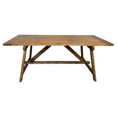 Mesa de cocina refrectaria de granja de tablones de pino