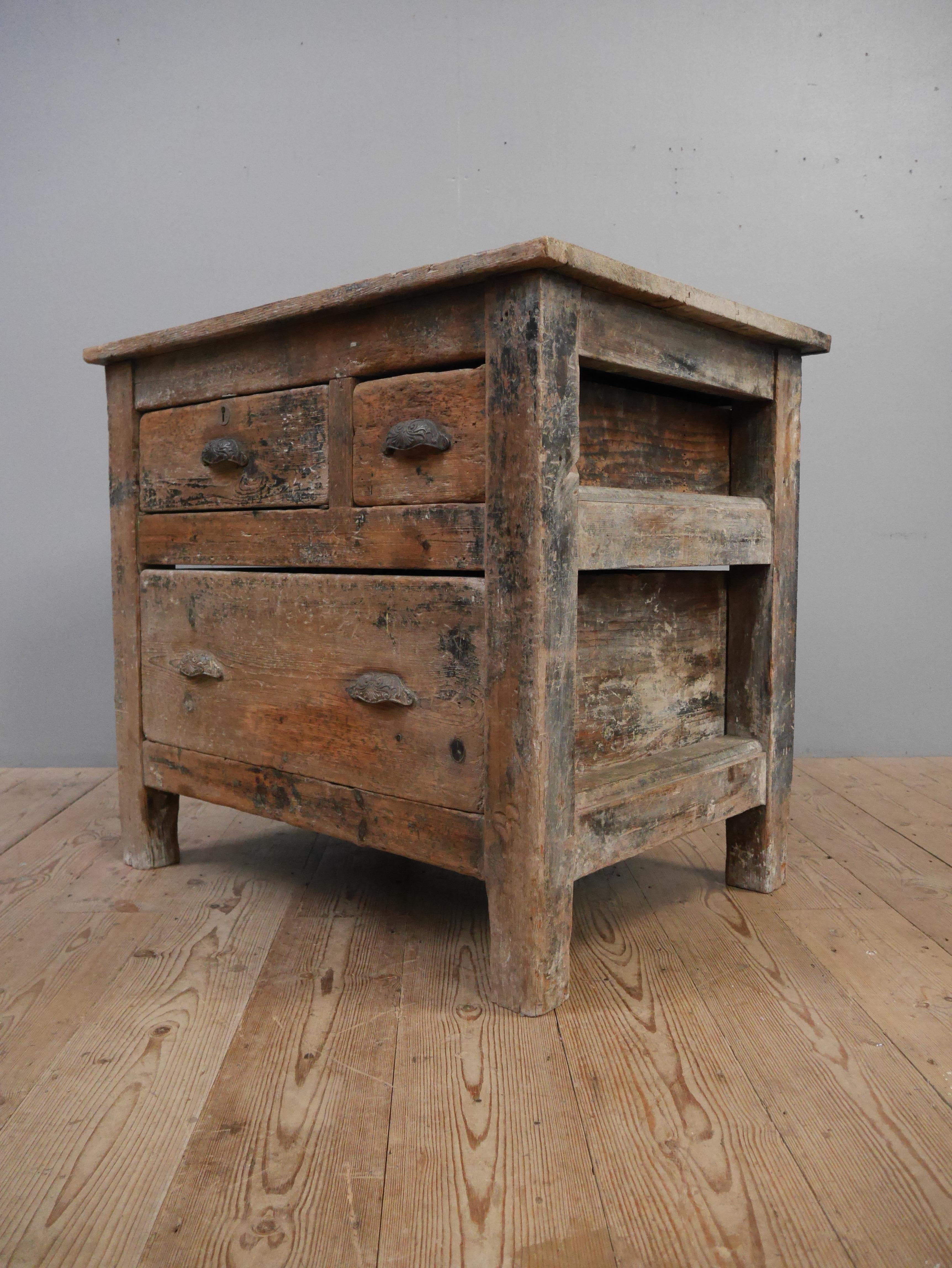19th Century Pine Potter's Table, c1880 For Sale