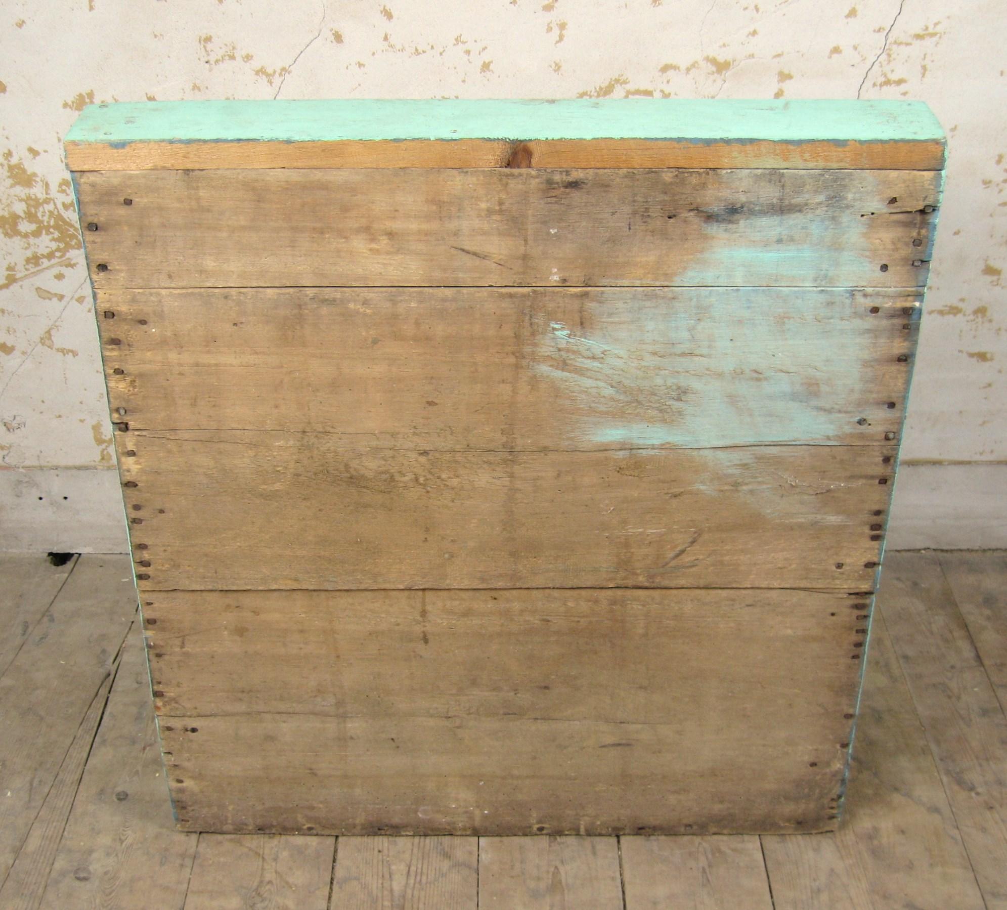 Softwood Pine Primitive Grain Box Firewood Bin Rustic Green Farmhouse 1920s For Sale