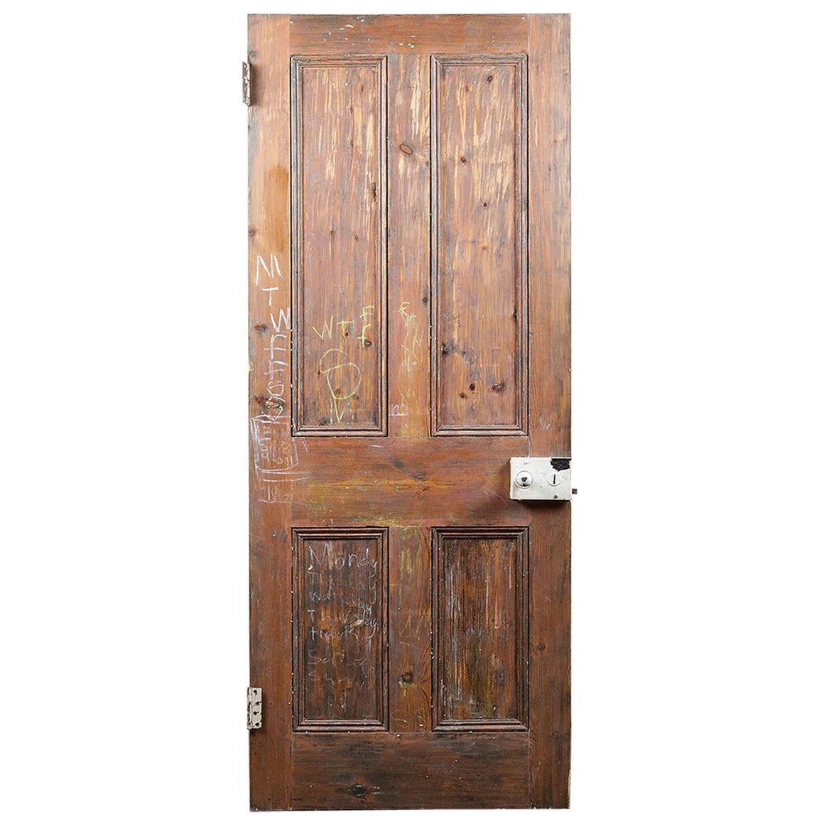 Pine Reclaimed Victorian Four Panel Door, 20th Century For Sale
