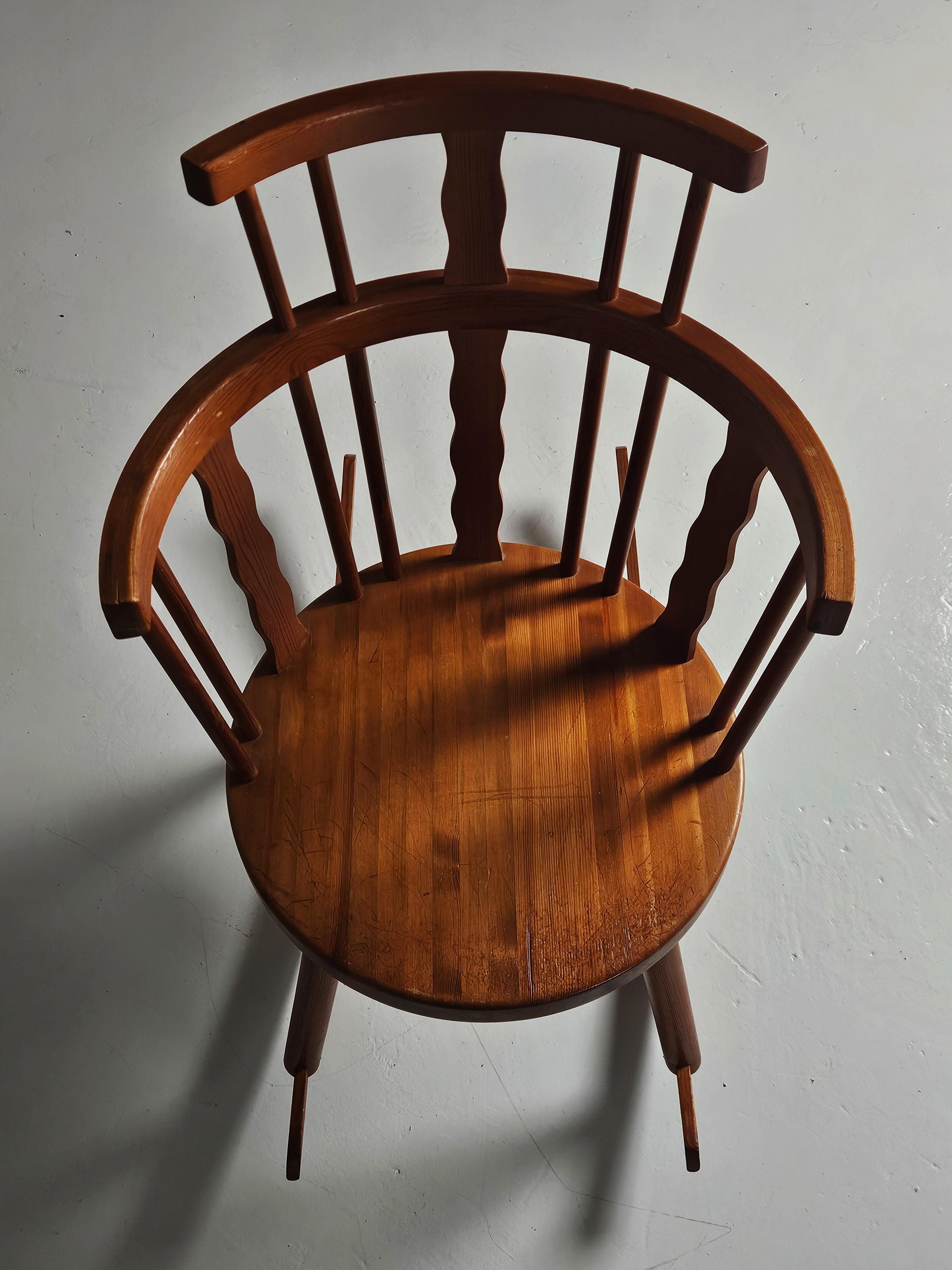 Sheepskin Pine rocking chair by Steneby hemslöjd, Sweden, 1930s For Sale