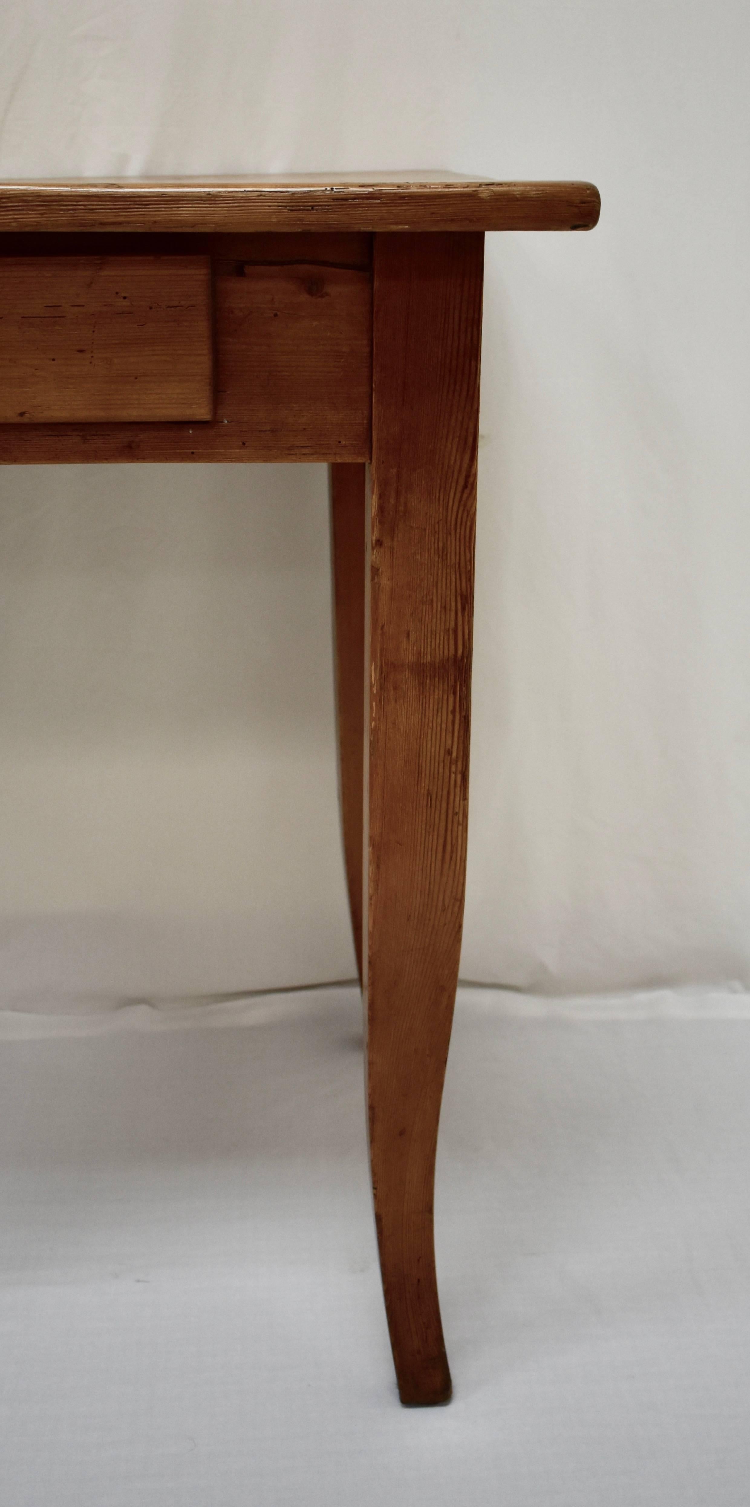 19th Century Pine Sabre Leg Writing Table