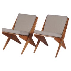 Pine Scissor Chairs, A Pair