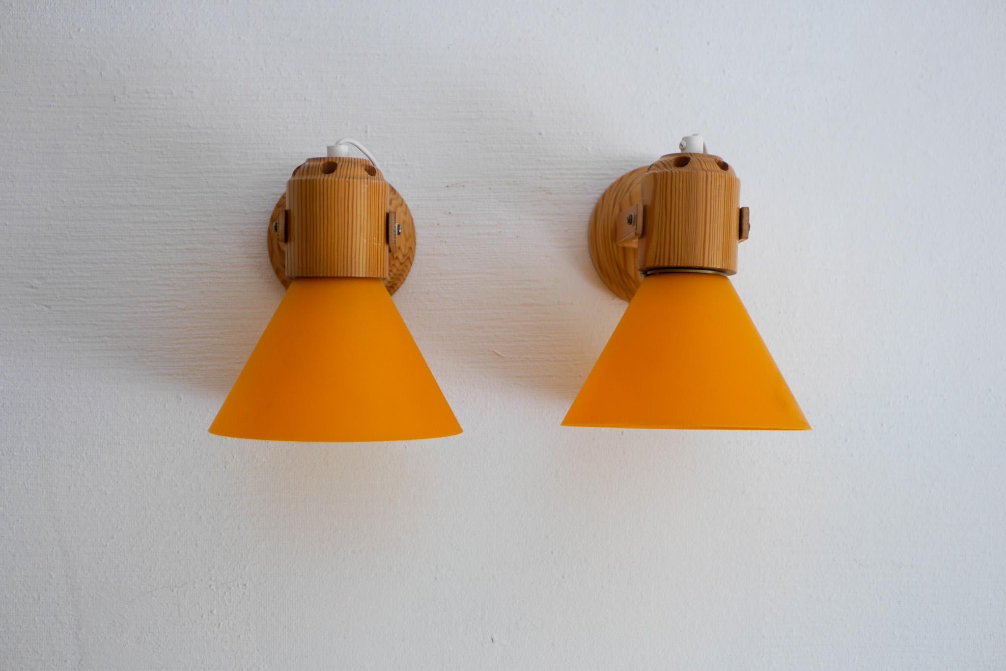 Pine sconces, Swedish modern classic Scandinavian wall lights. For Sale 2