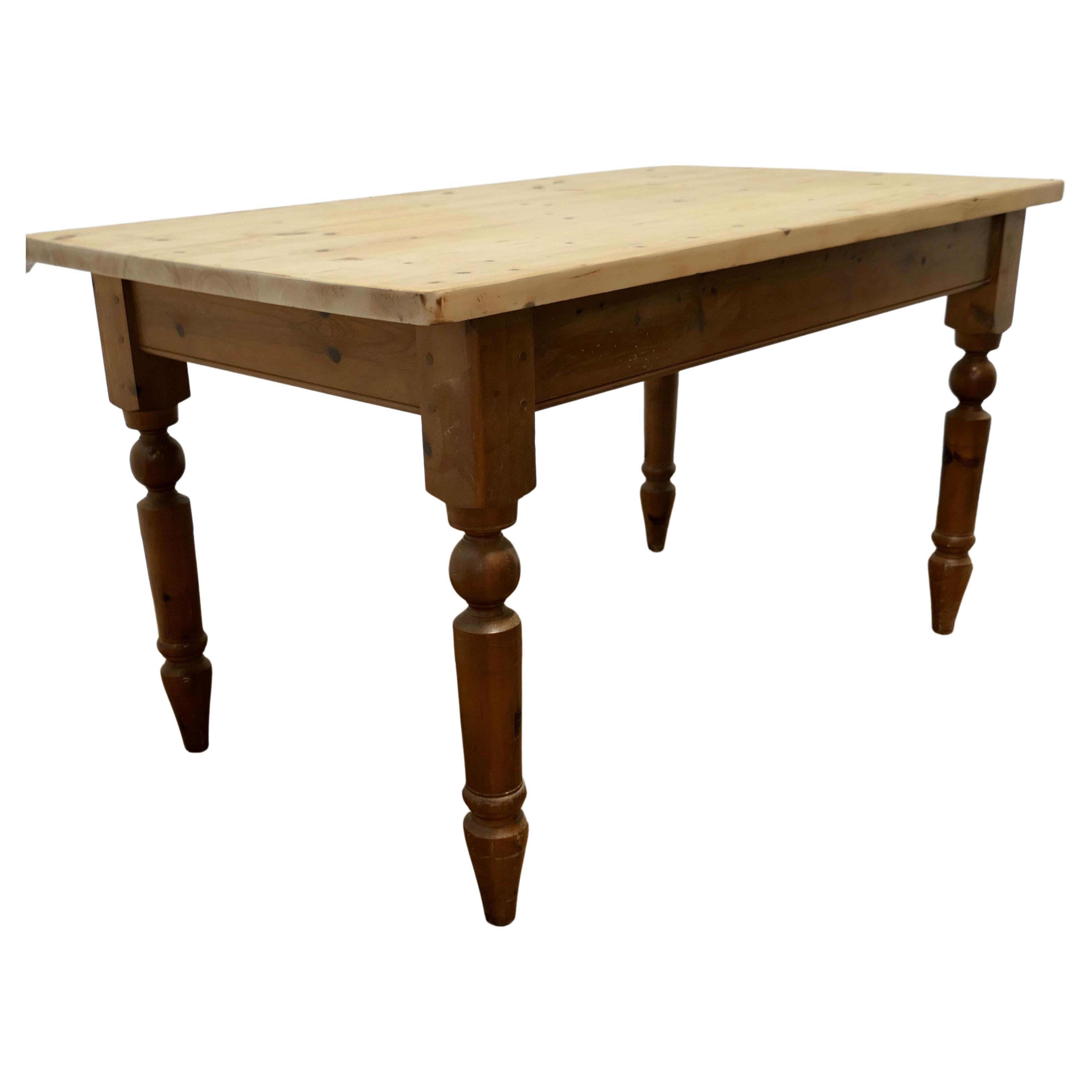 Pine Scrub Top Farmhouse Kitchen Table This Good Traditional Table For Sale