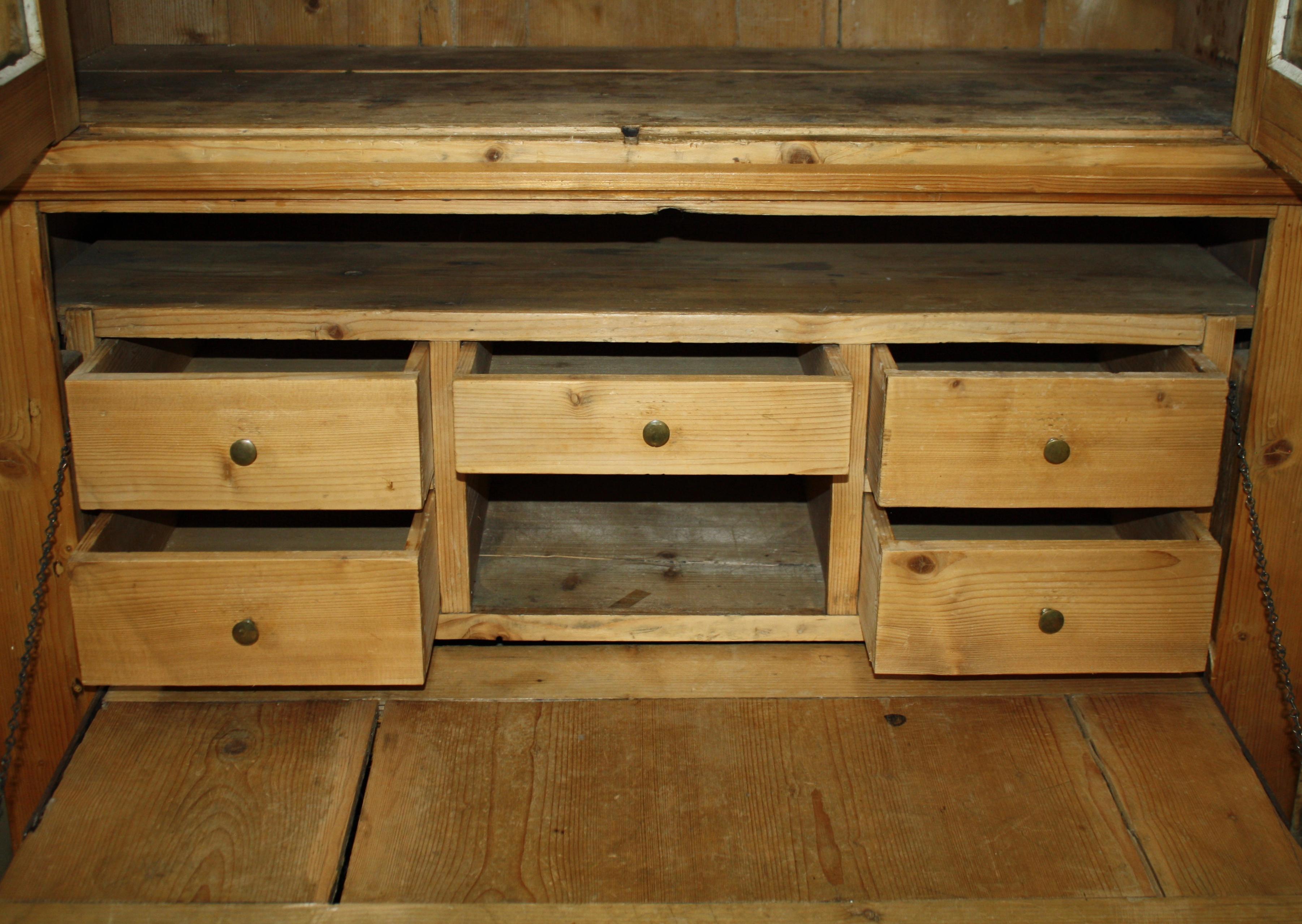 Pine Secretary Cabinet, circa 1900 In Fair Condition In Evergreen, CO