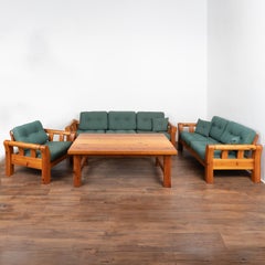 Pine Set (4) Vintage Sofa, Loveseat, Chair & Coffee Table, Sweden circa 1960-70