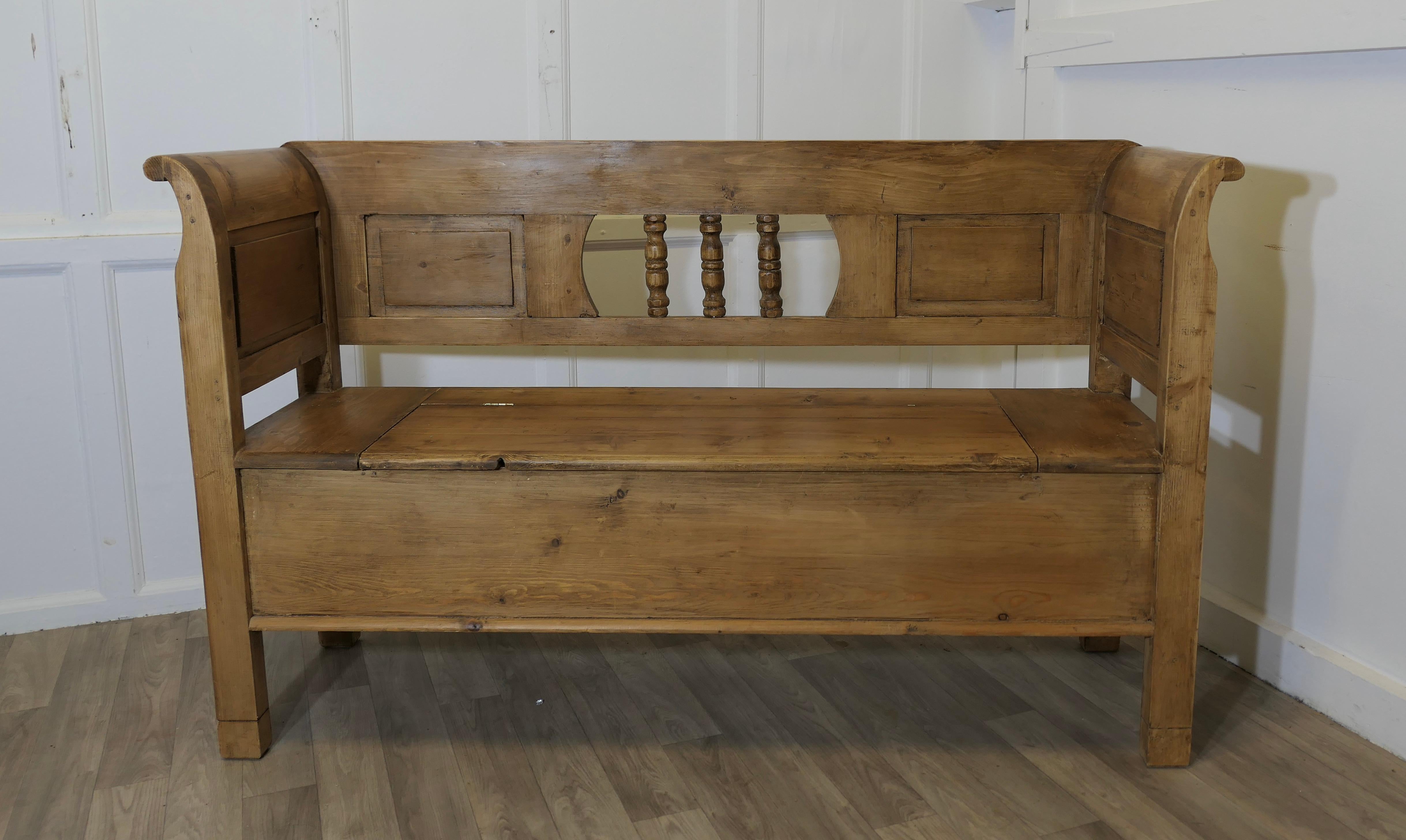 Pine Settle, Bench, Hall Seat with Shoe Cupboard


This is a great piece for a hall way where storage space may be difficult, the bench is made with outward sweeping armrests and decorative spindles in the back 
 
This very stylish piece has lots of