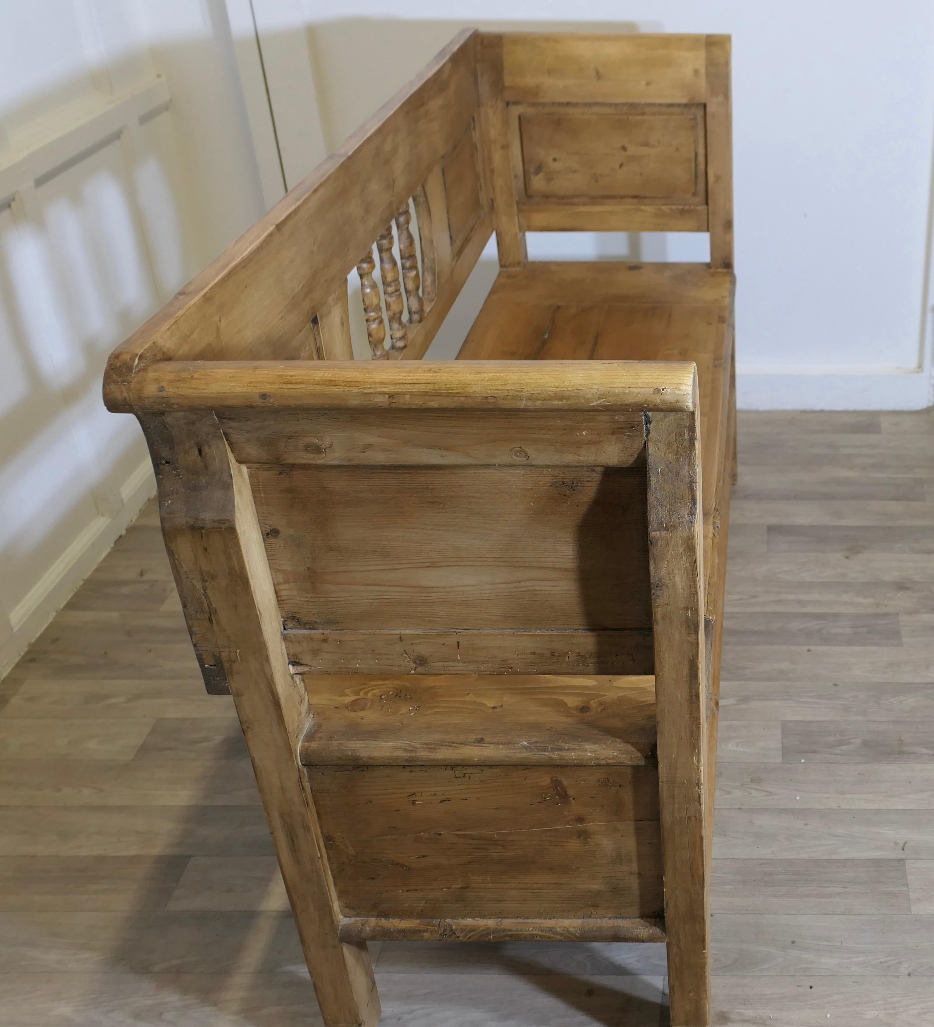 19th Century Pine Settle, Bench, Hall Seat with Shoe Cupboard