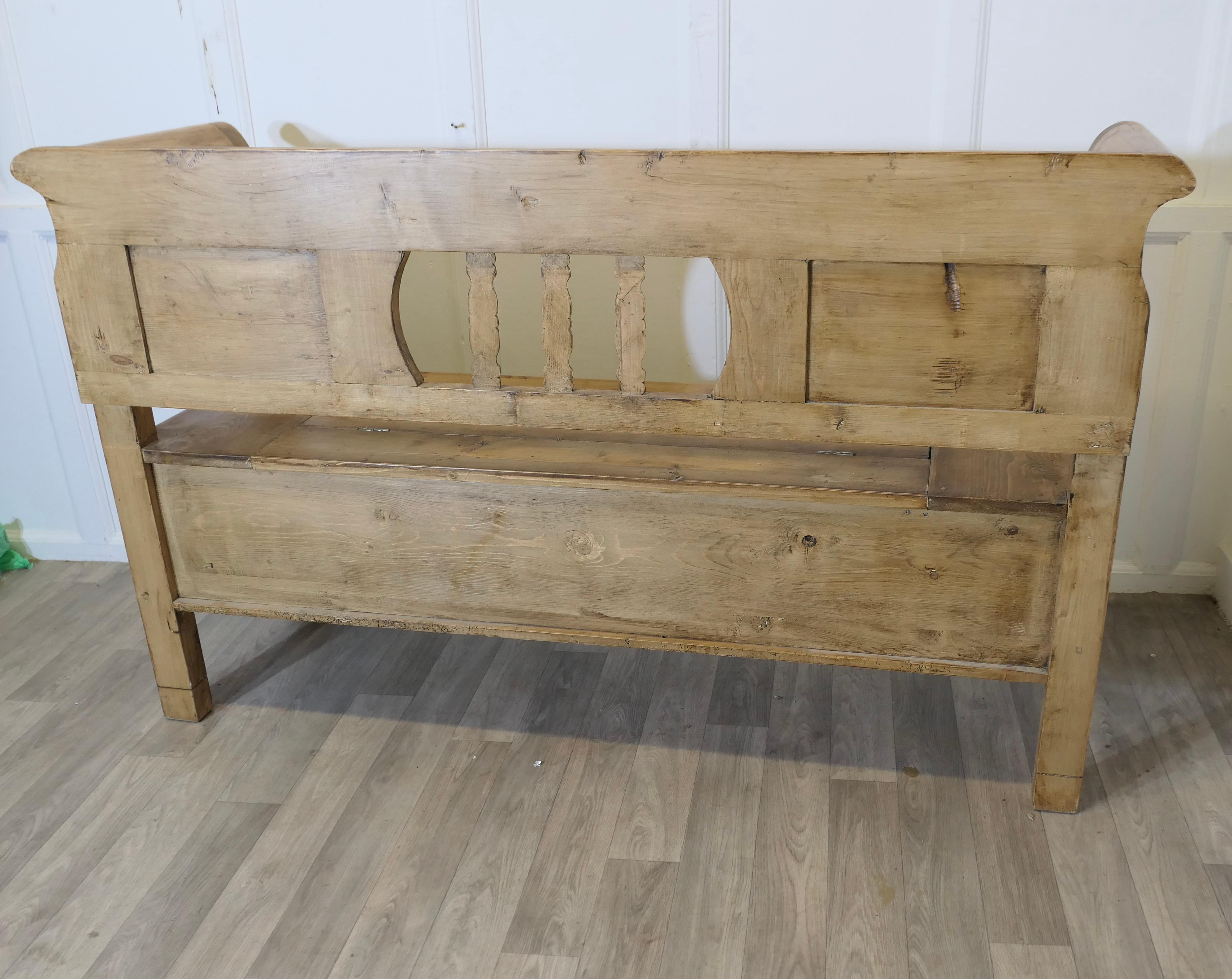 Pine Settle, Bench, Hall Seat with Shoe Cupboard 2