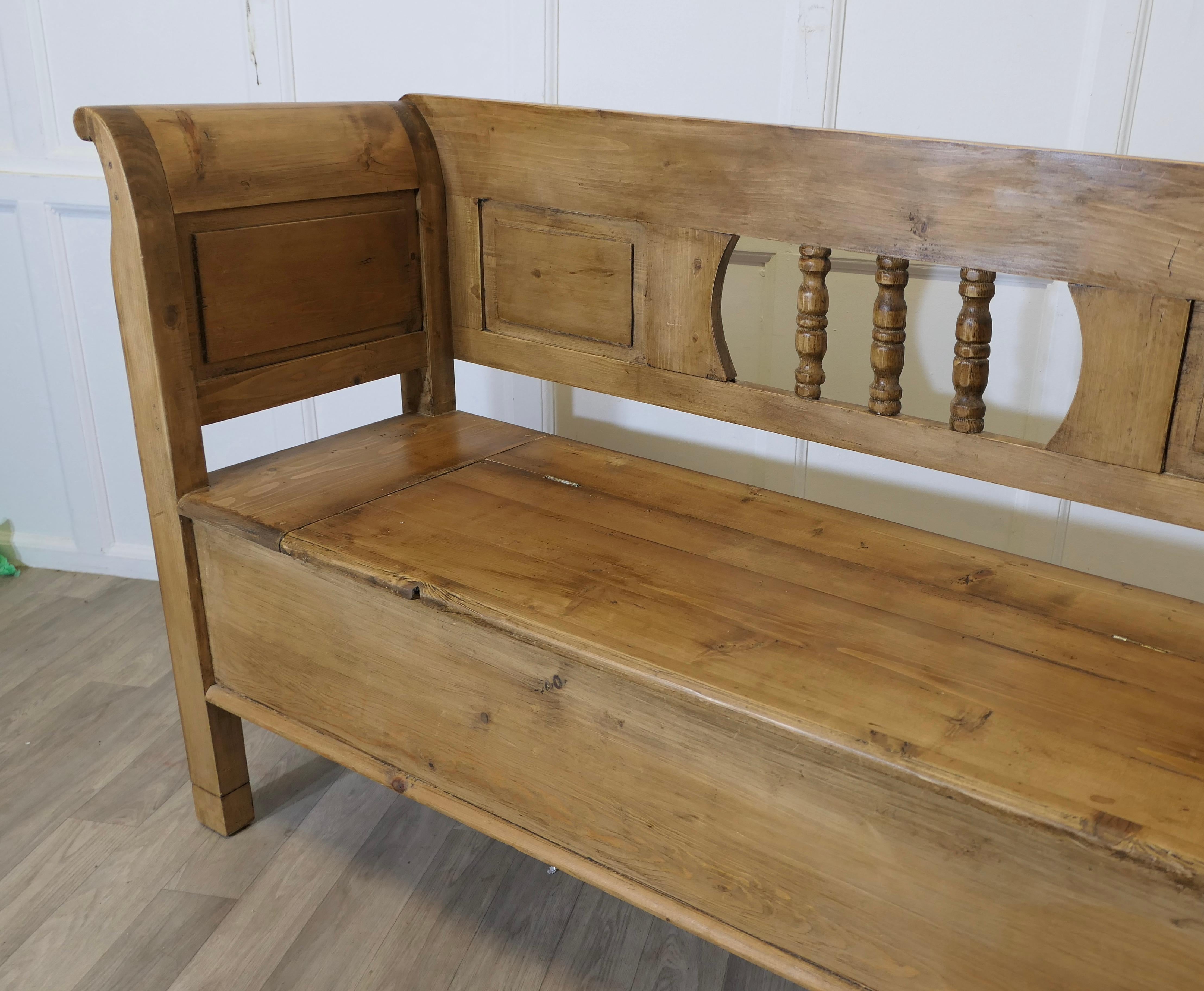 Pine Settle, Bench, Hall Seat with Shoe Cupboard 3