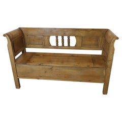 Pine Settle, Bench, Hall Seat with Shoe Cupboard