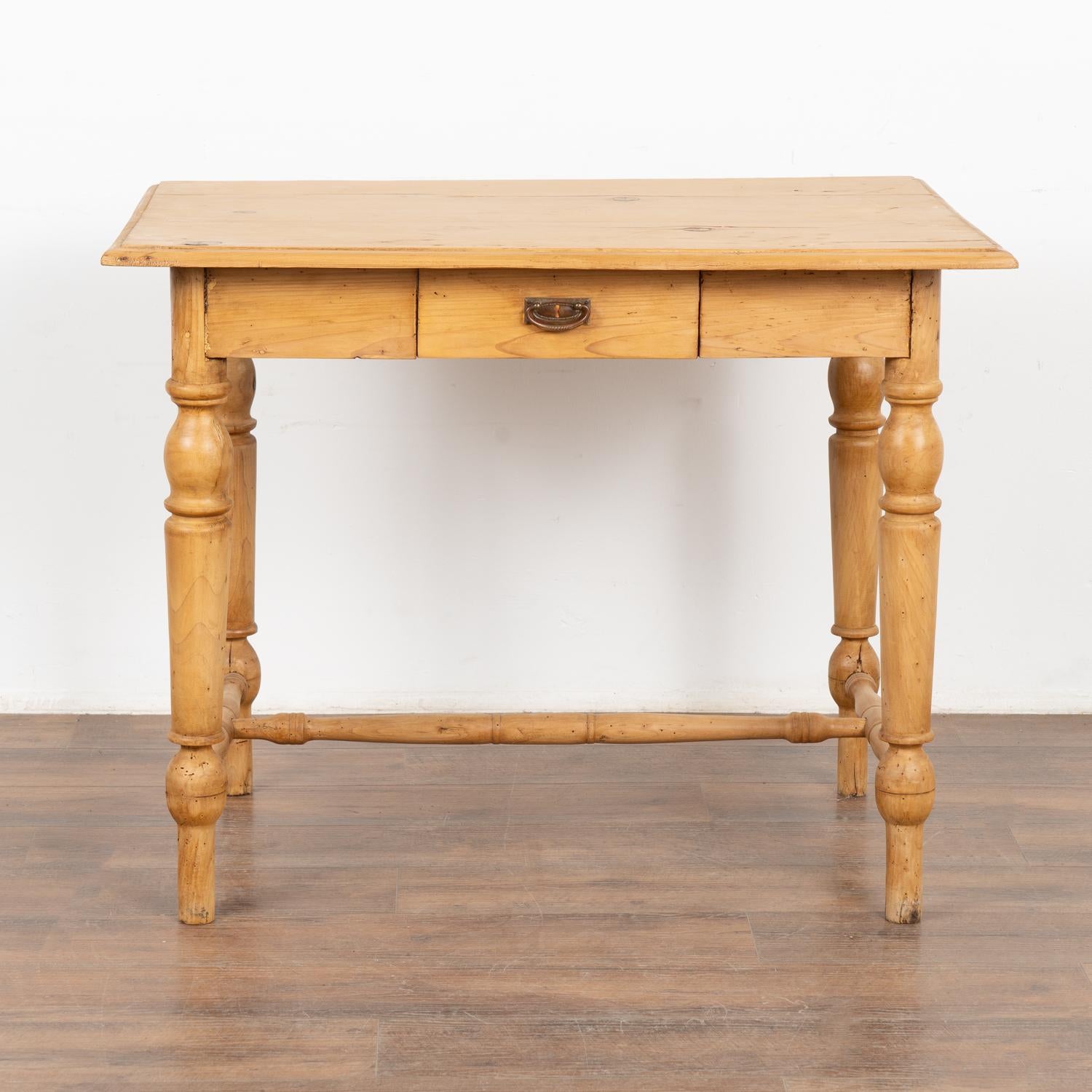 Danish Pine Side Table With Turned Legs and Drawer, Denmark circa 1880-1900 For Sale