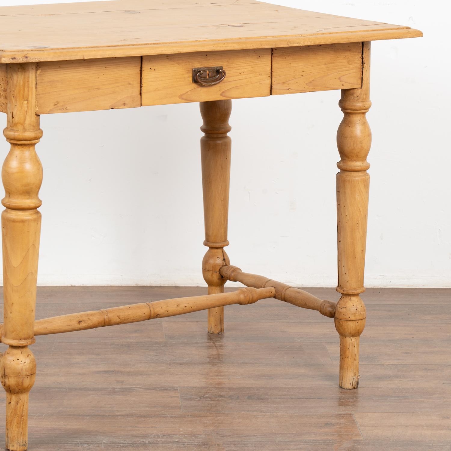 Pine Side Table With Turned Legs and Drawer, Denmark circa 1880-1900 For Sale 1