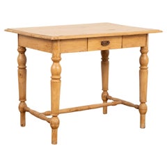 Pine Side Table With Turned Legs and Drawer, Denmark circa 1880-1900