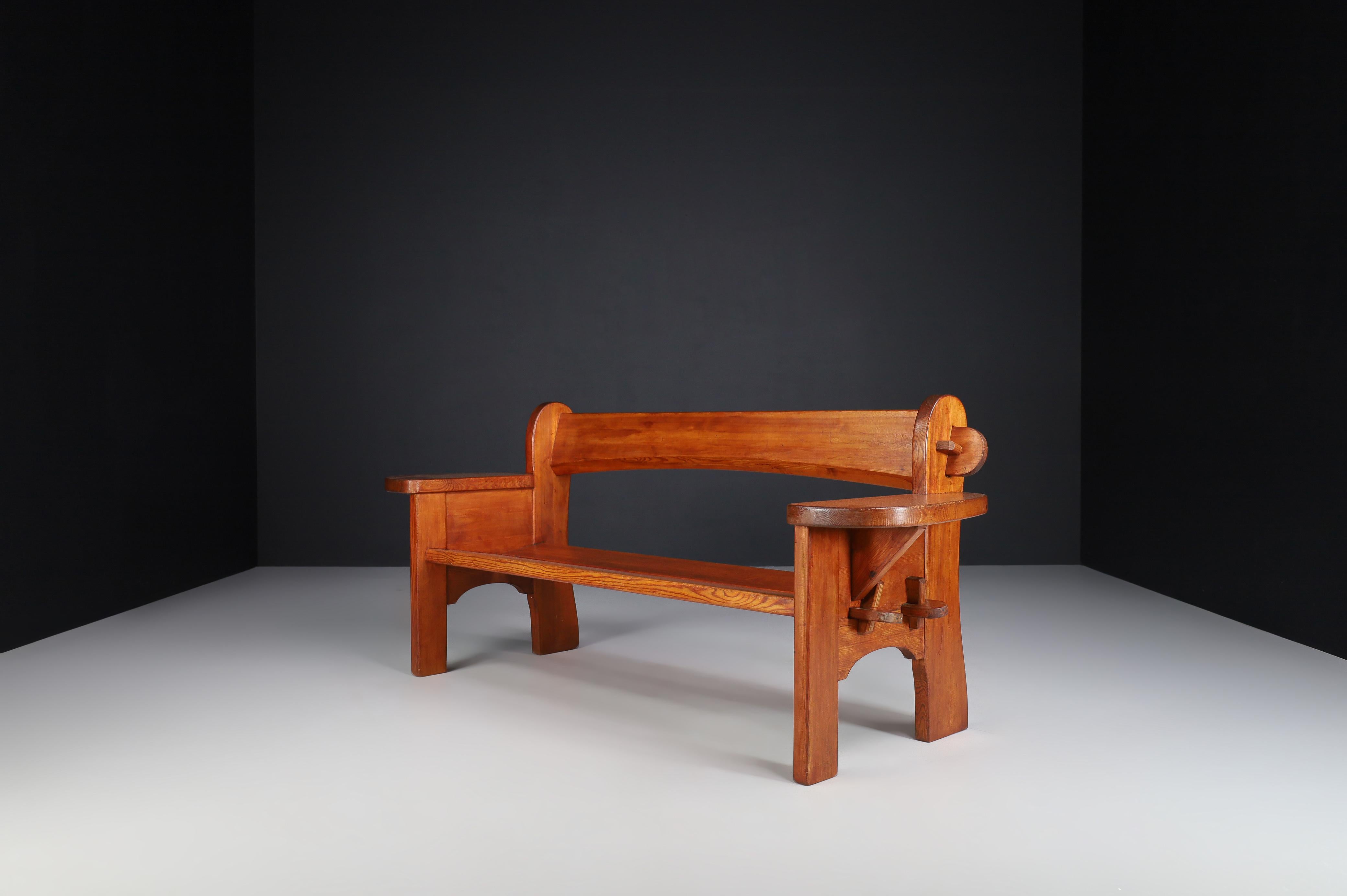 Pine Sofa Bench by David Rosén Model Berga, Nordiska Kompaniet, Sweden 1940s For Sale 8