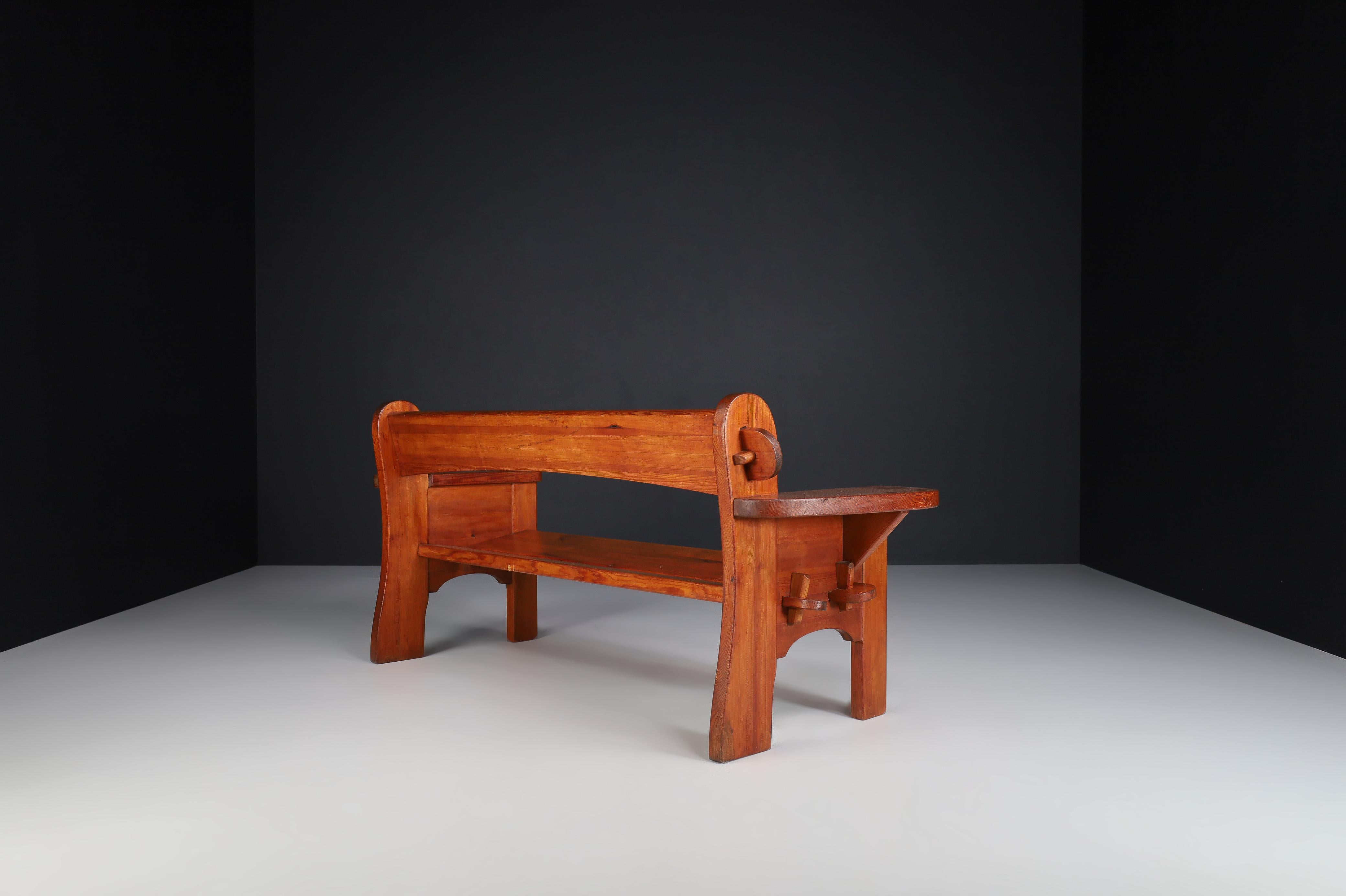 Pine Sofa Bench by David Rosén Model Berga, Nordiska Kompaniet, Sweden 1940s For Sale 3