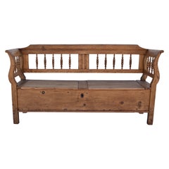 Pine Spindle-Back Storage Bench