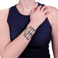 Pine Springs Cast Sterling Silver Navajo Bracelet from Woodward's Indian Shop