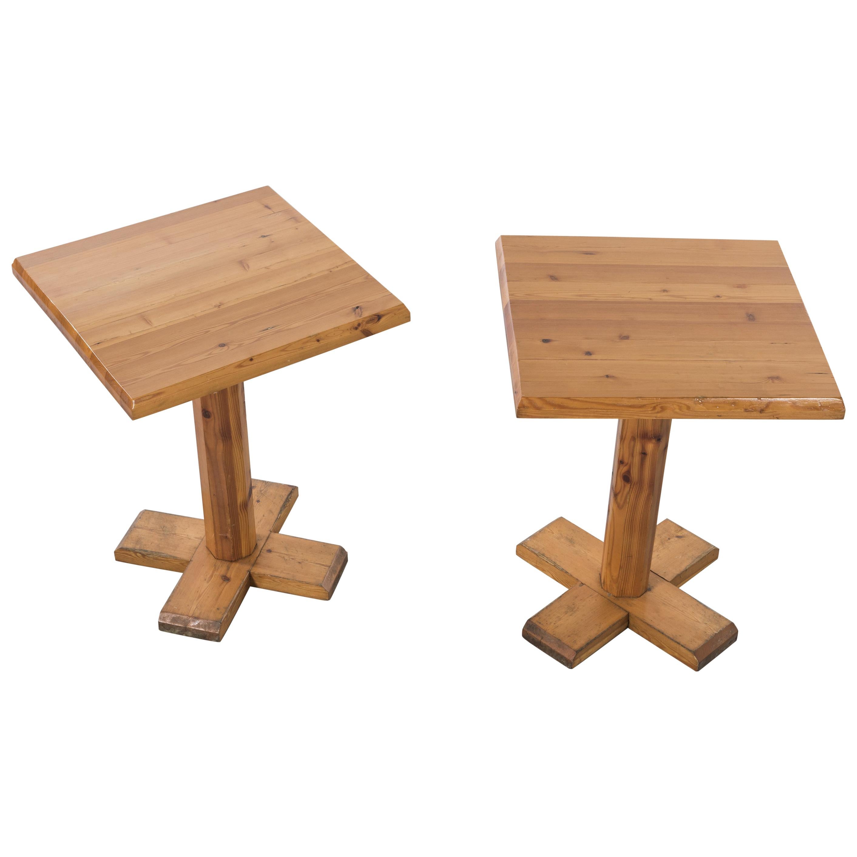 Pine Square Snack Tables, 1960 For Sale
