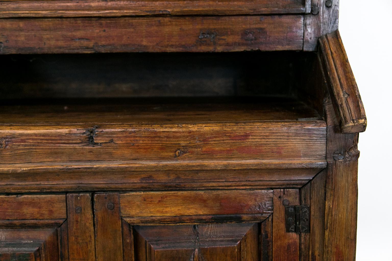 Mid-19th Century Pine Step Back Cupboard For Sale