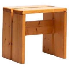 Pine stool by Charlotte Perriand, Les Arcs, France, 1980s