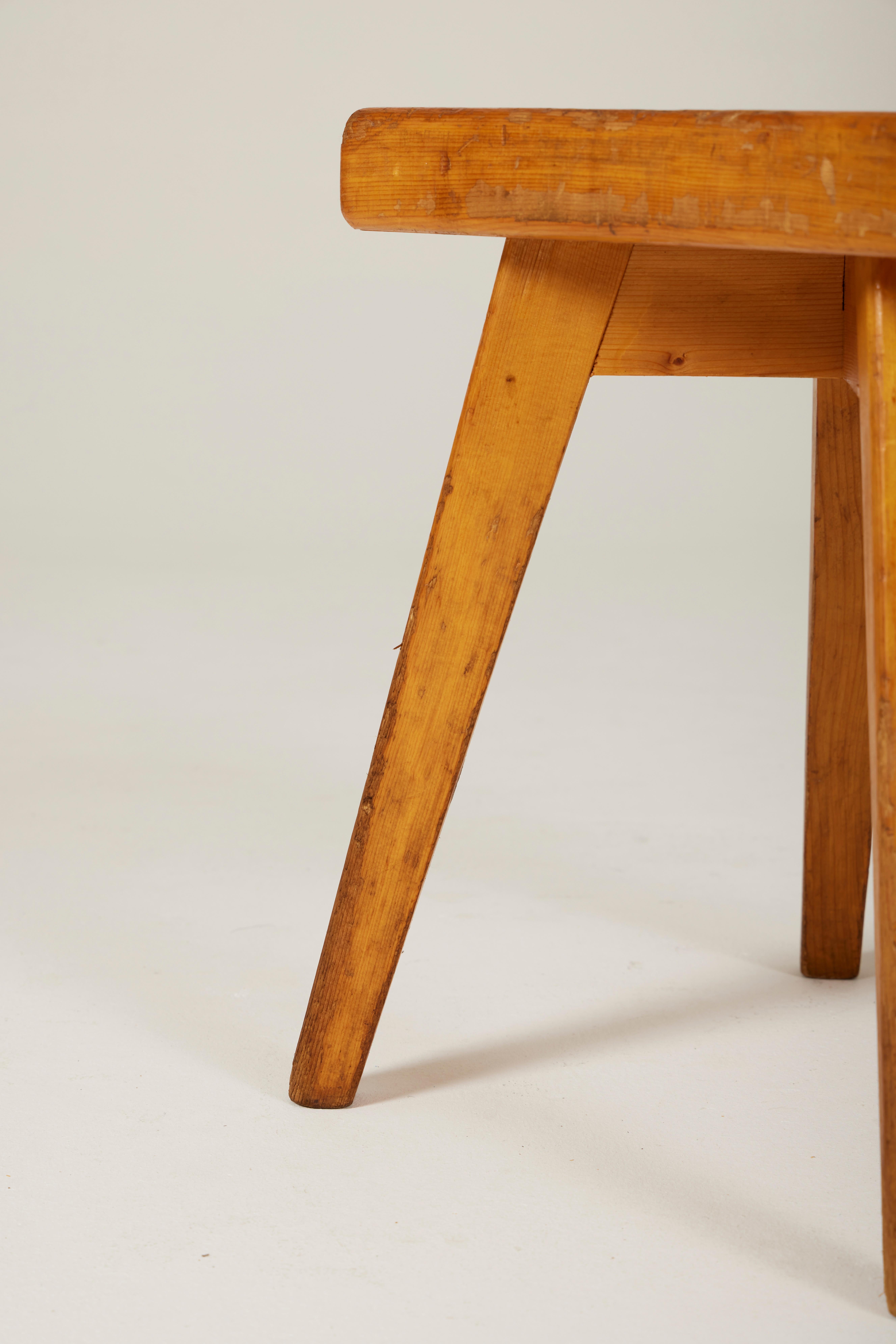 Mid-20th Century Mid-century pine Stool By the french designer Christian Durupt For Sale