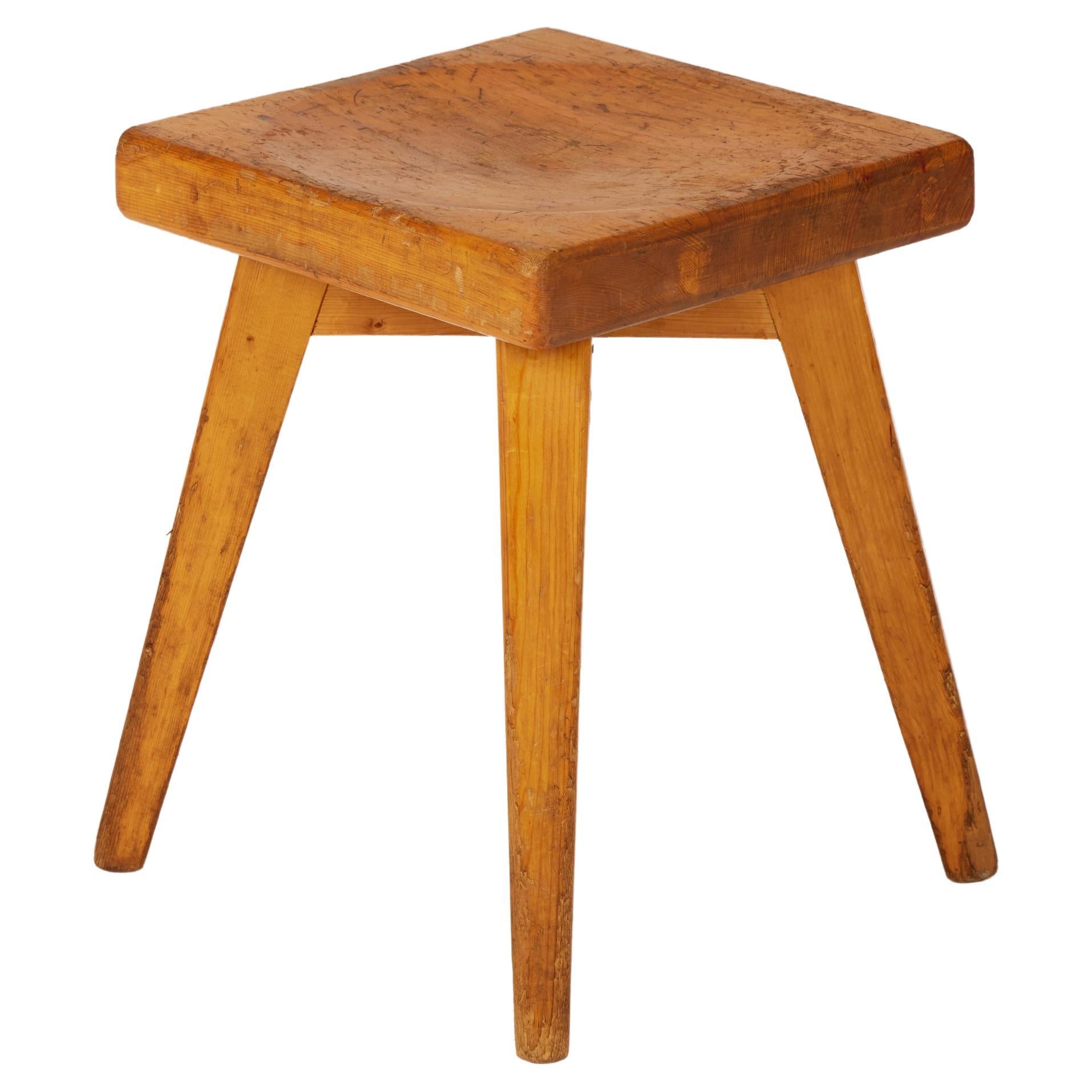 Mid-century pine Stool By the french designer Christian Durupt For Sale