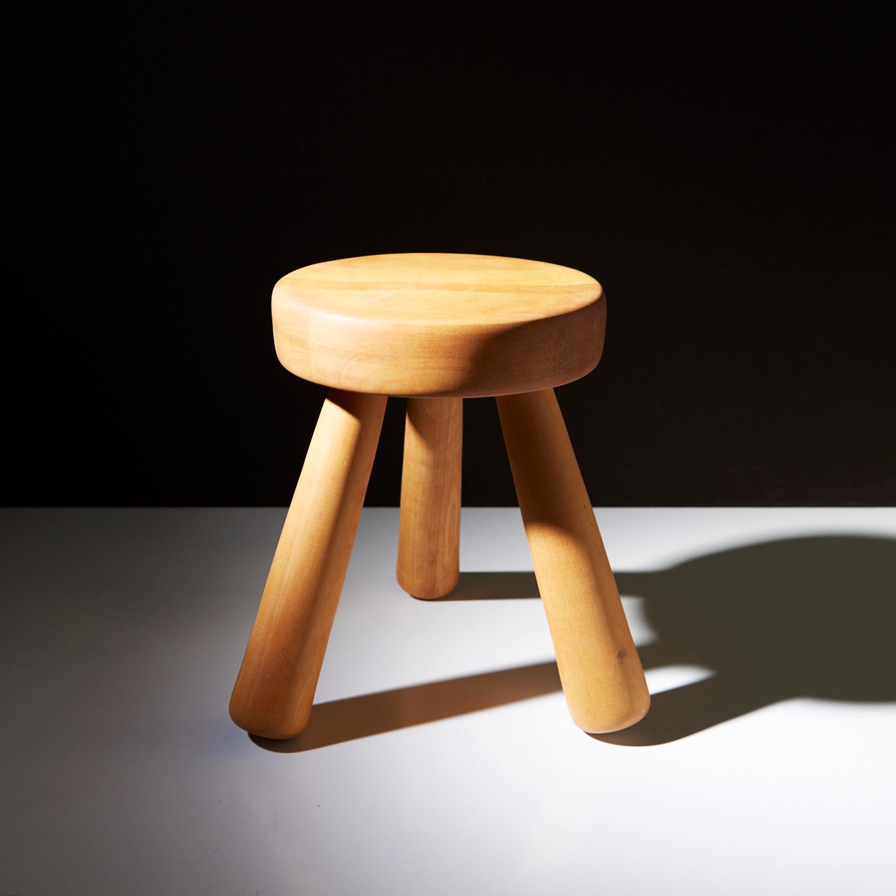 Handmade pine stool from Sweden.