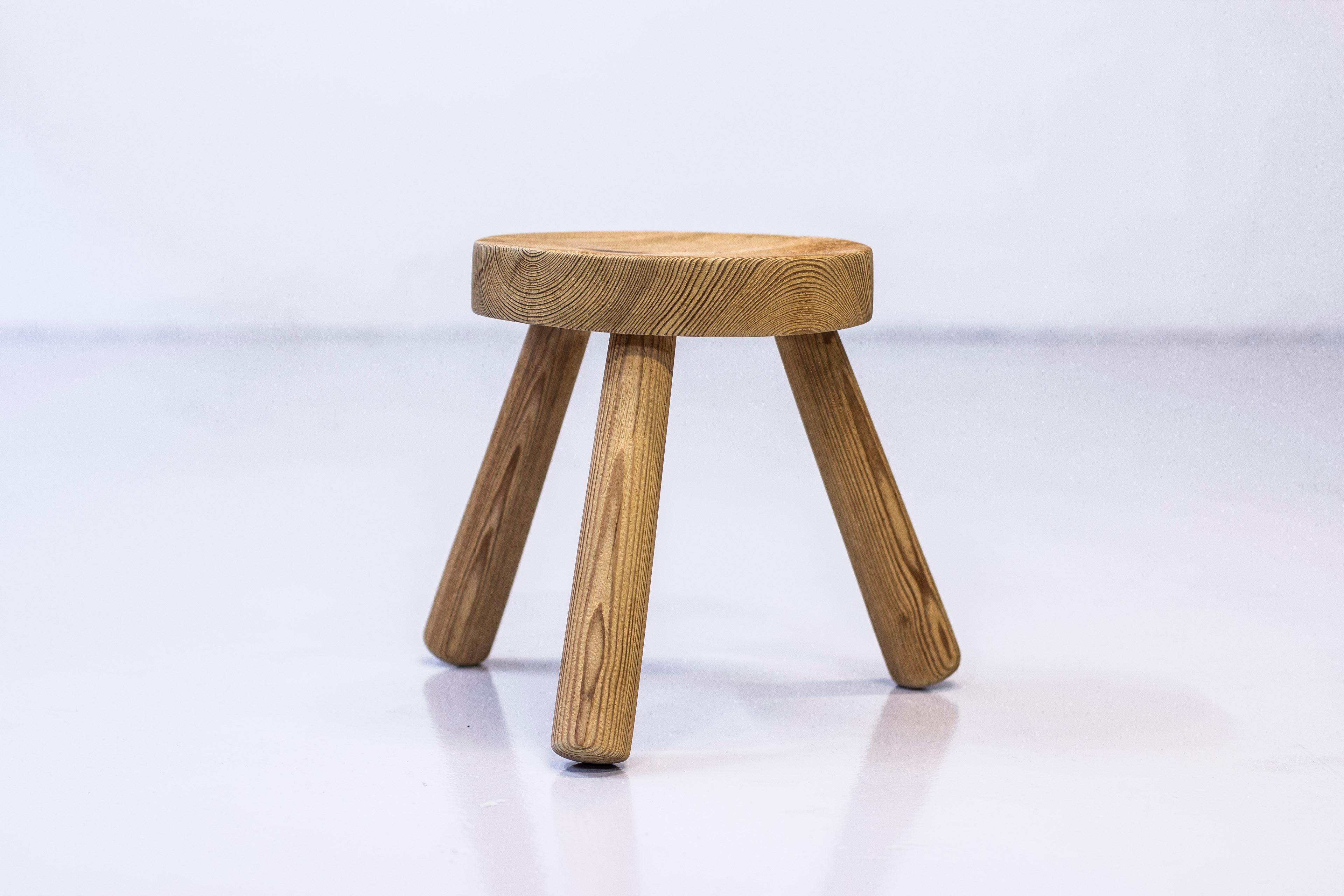 Stool designed by Ingvar Hildingsson. Produced by himself in the 1940s. Made from solid untreated, brushed pine. Very good condition with few signs of wear and patina.
 